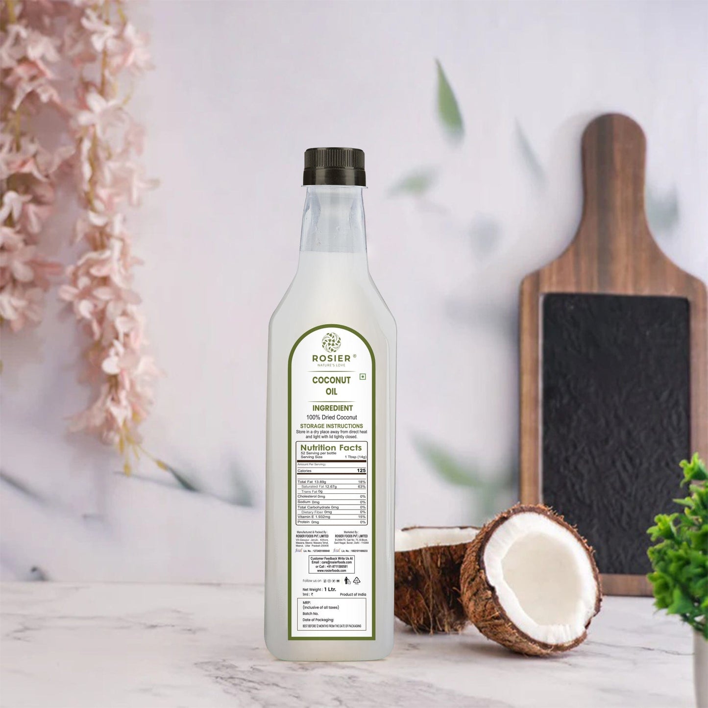 Rosier Foods Stone Pressed Virgin Coconut Oil 1000 ML (PET BOTTLE)