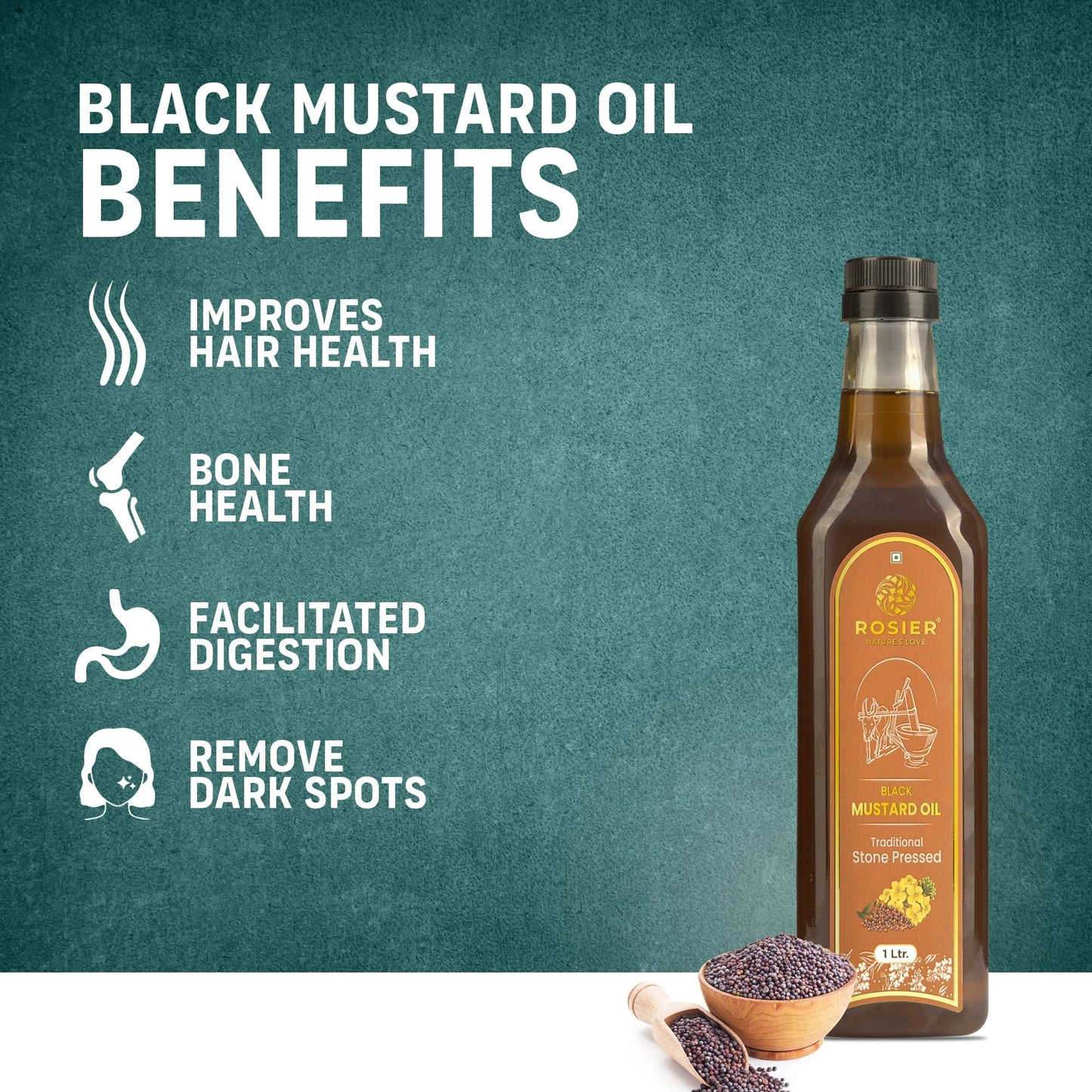 Rosier Foods Stone Pressed Black Mustard Oil
