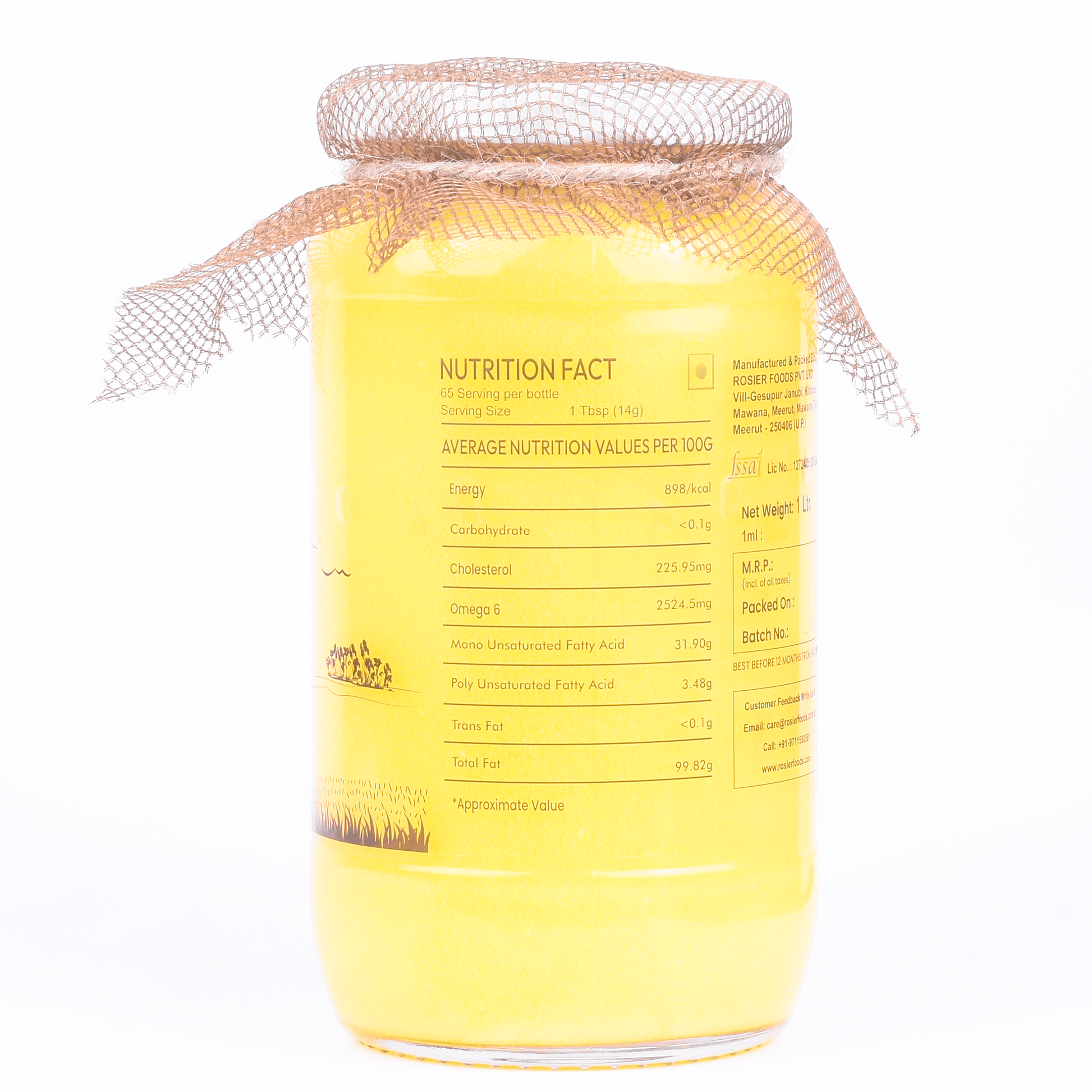 Rosier Foods Gir Cow A2 ghee - Made From Curd