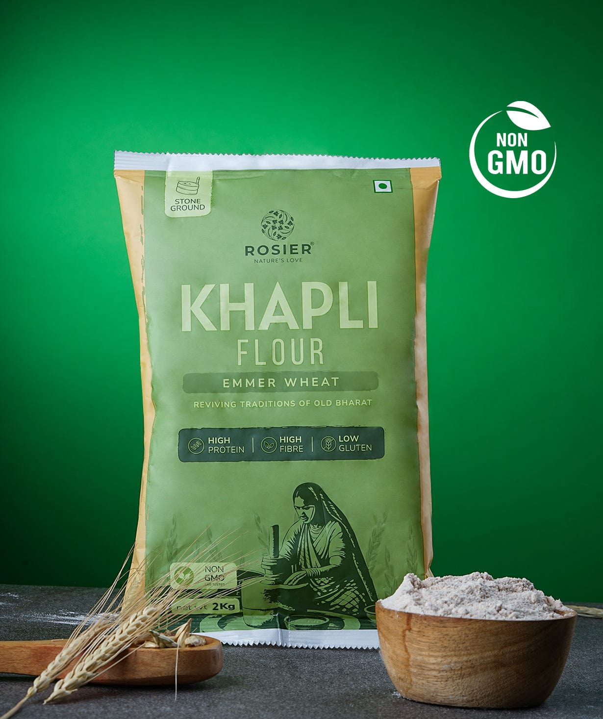 Rosier Foods Khapli (Emmer) Wheat Atta 2 kg