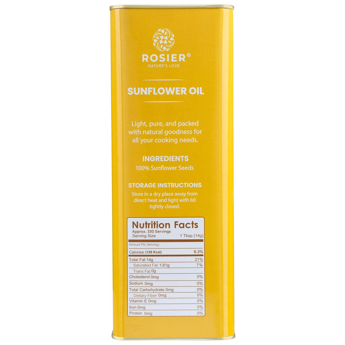 Rosier Foods Stone Pressed Sunflower Oil 5 Ltr 5 L (Tin Pack)