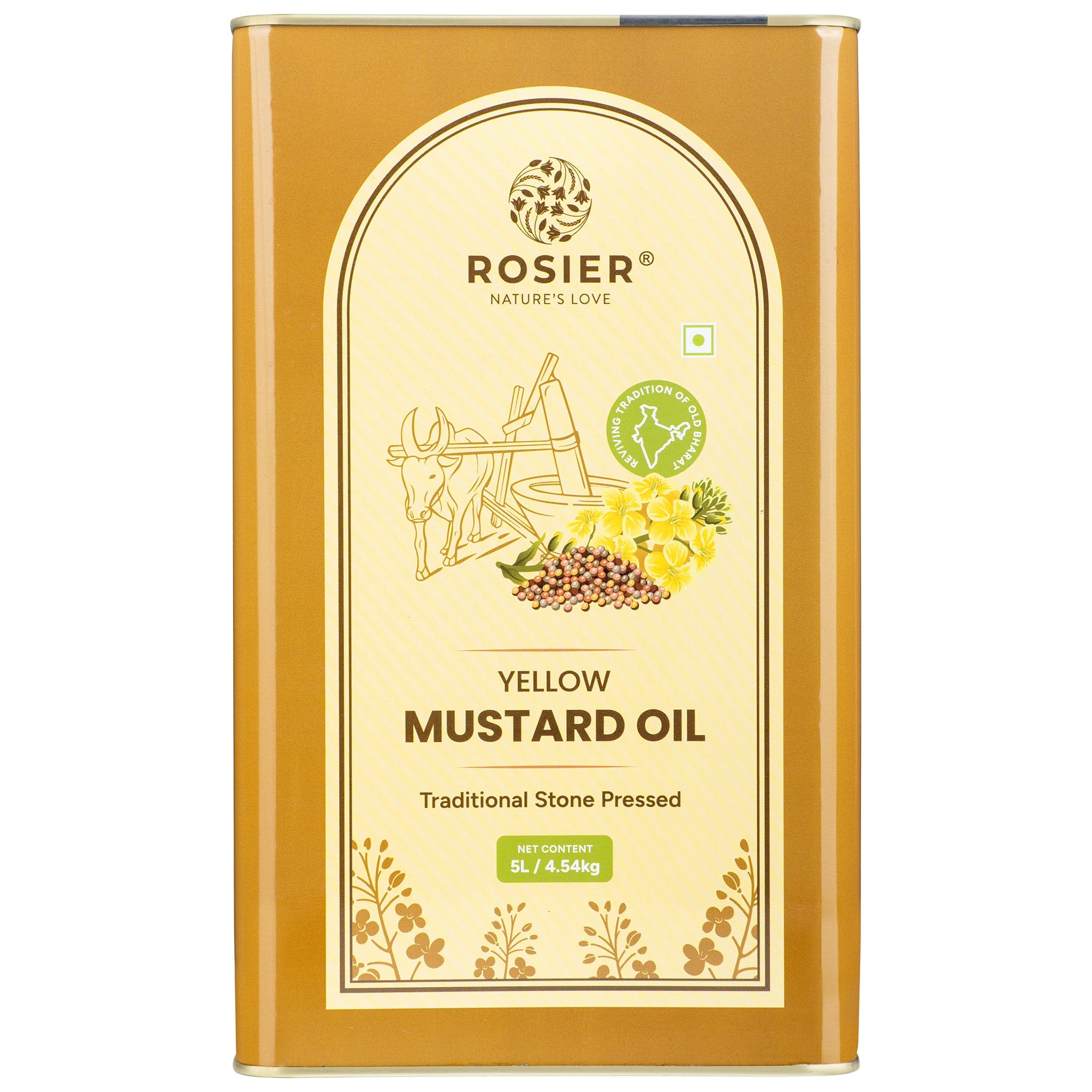 Rosier Foods Stone Pressed Yellow Mustard Oil 5 L (Tin Pack)