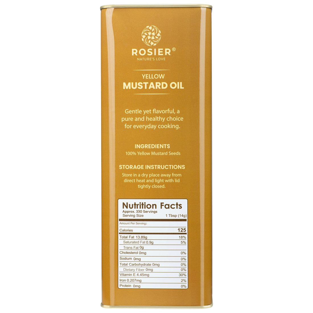 Rosier Foods Stone Pressed Yellow Mustard Oil 5 Ltr 5 L (Tin Pack)