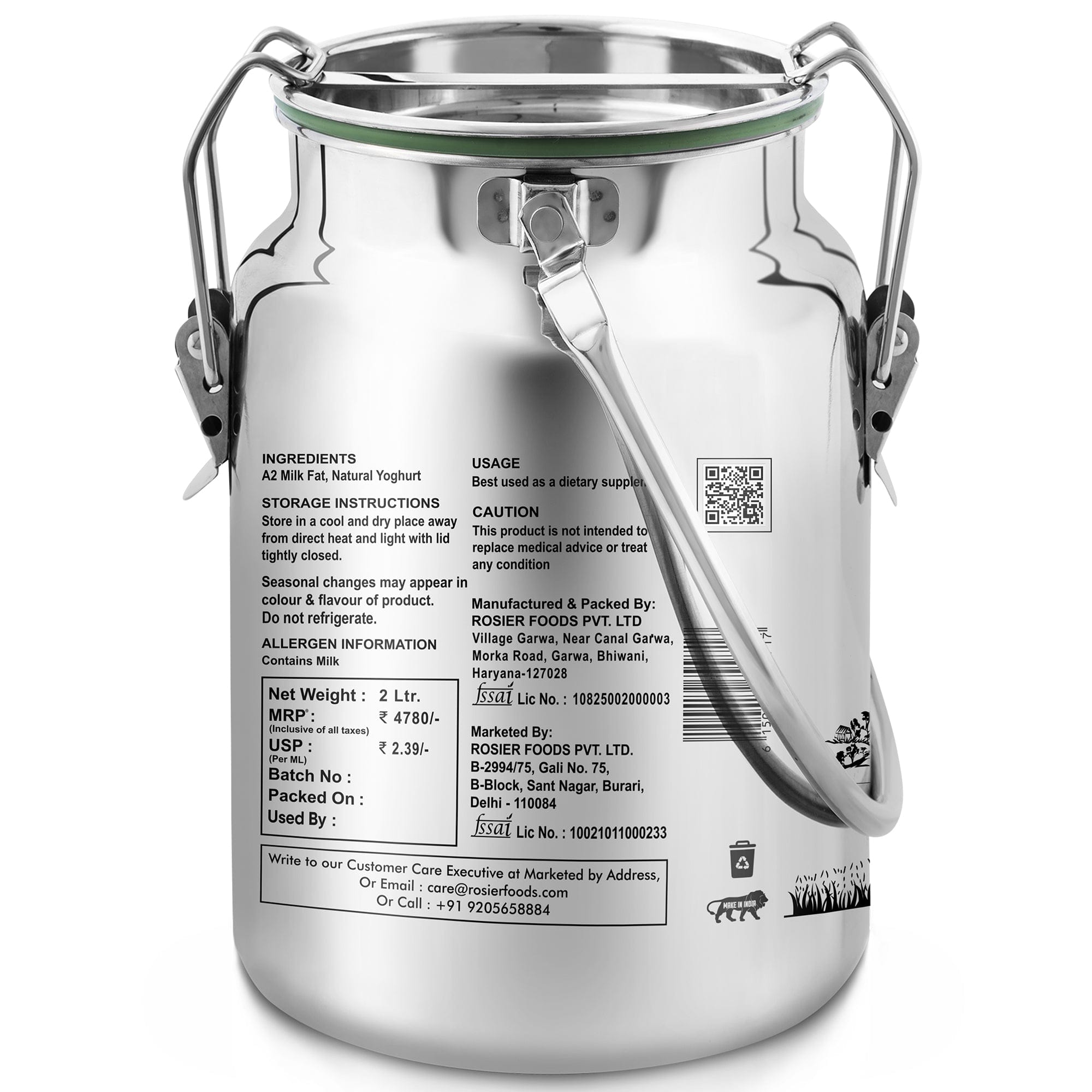 Rosier Foods Gir Cow A2 Ghee - Made From Curd