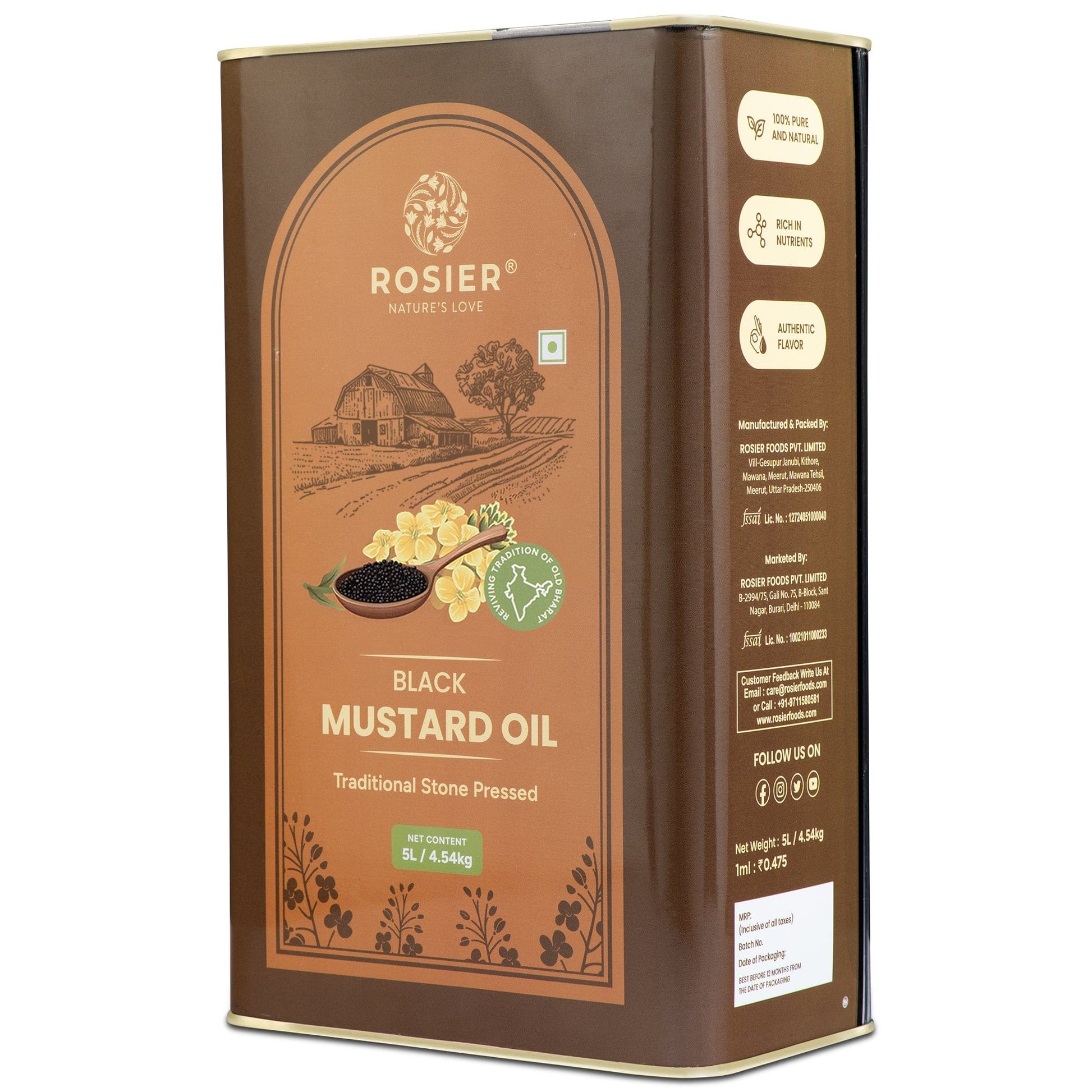 Rosier Foods Stone Pressed Black Mustard Oil