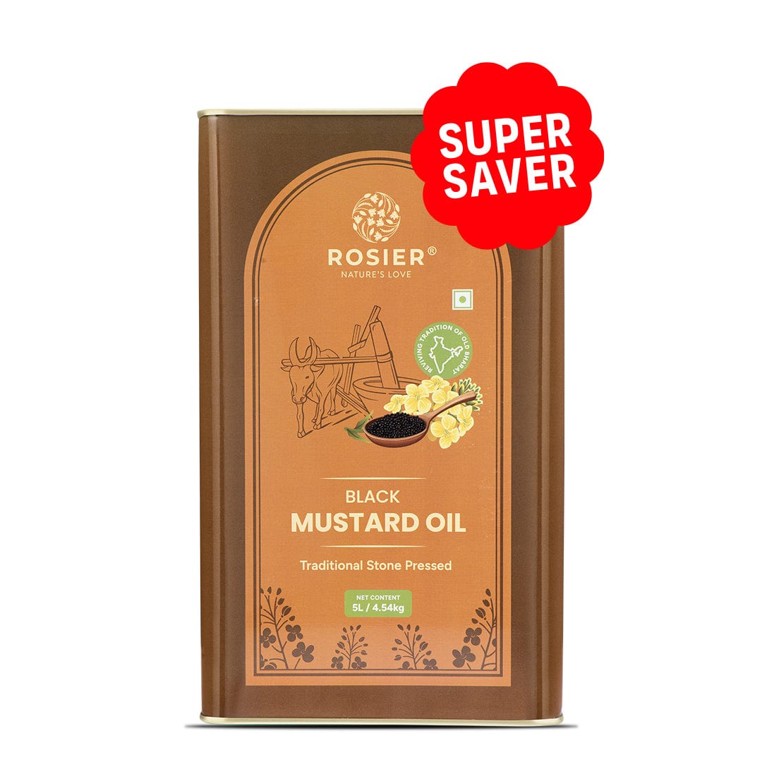 Rosier Foods Stone Pressed Black Mustard Oil 5 Ltr 5 L (Tin Pack)