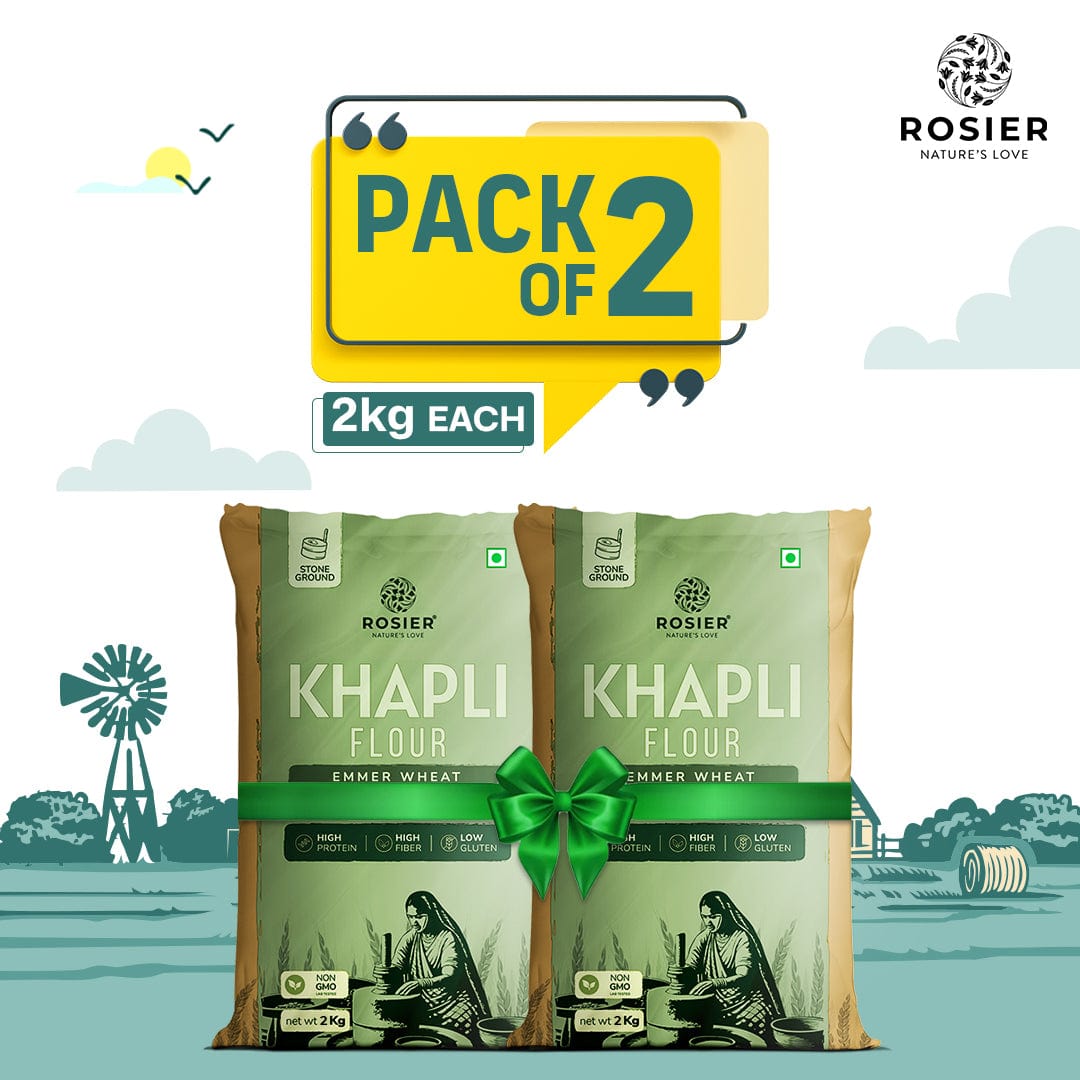 Rosier Foods Khapli Wheat Atta (Pack of 2) (2Kg + 2Kg) 2Kg + 2Kg