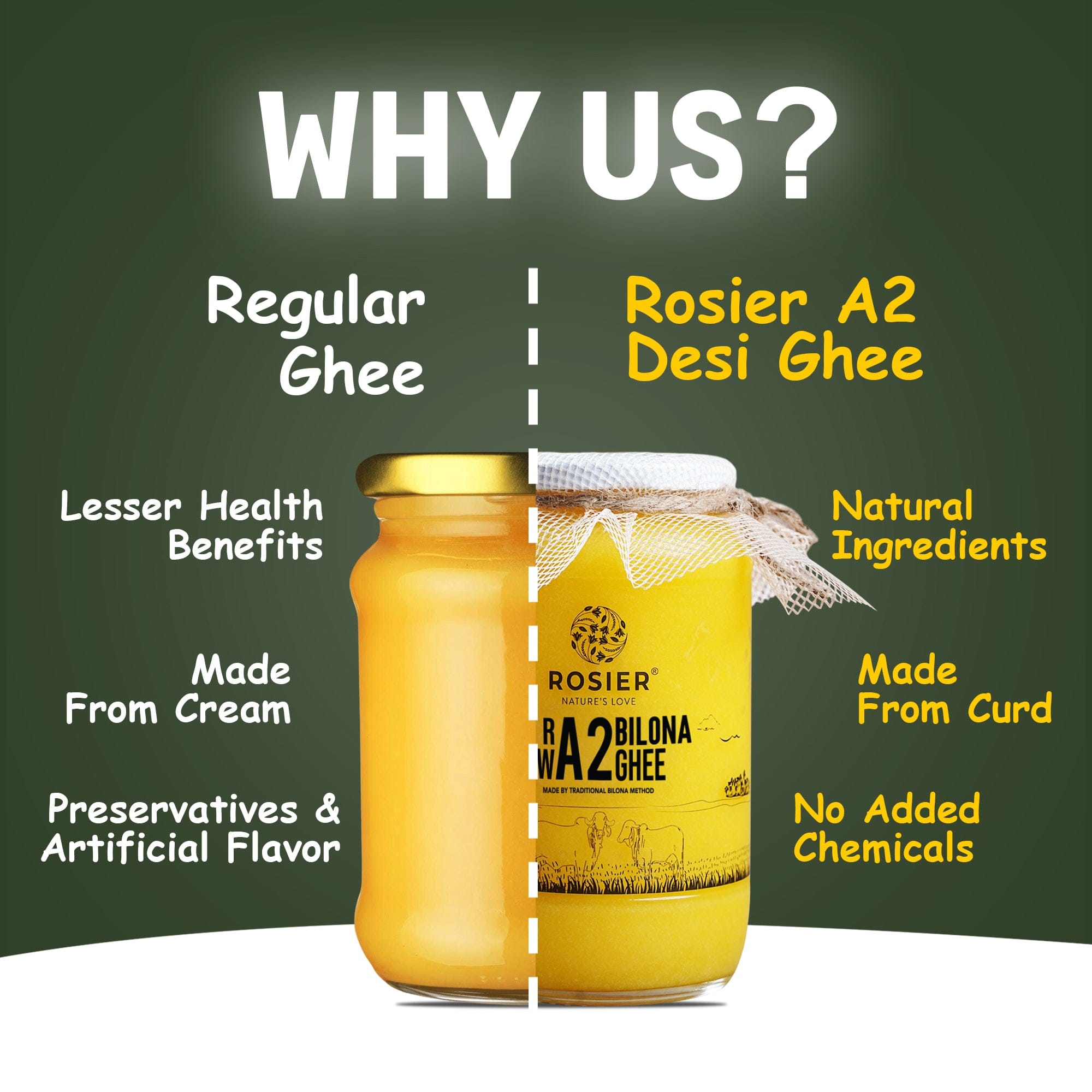 Rosier Foods Gir Cow A2 ghee - Made From Curd