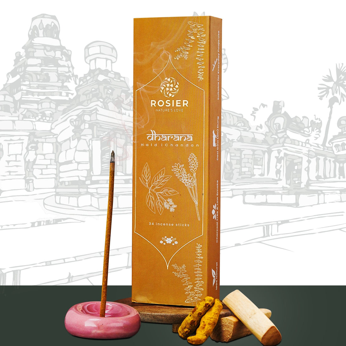 Rosier Foods Dharana Haldi Chandan Dhoop Incense Sticks