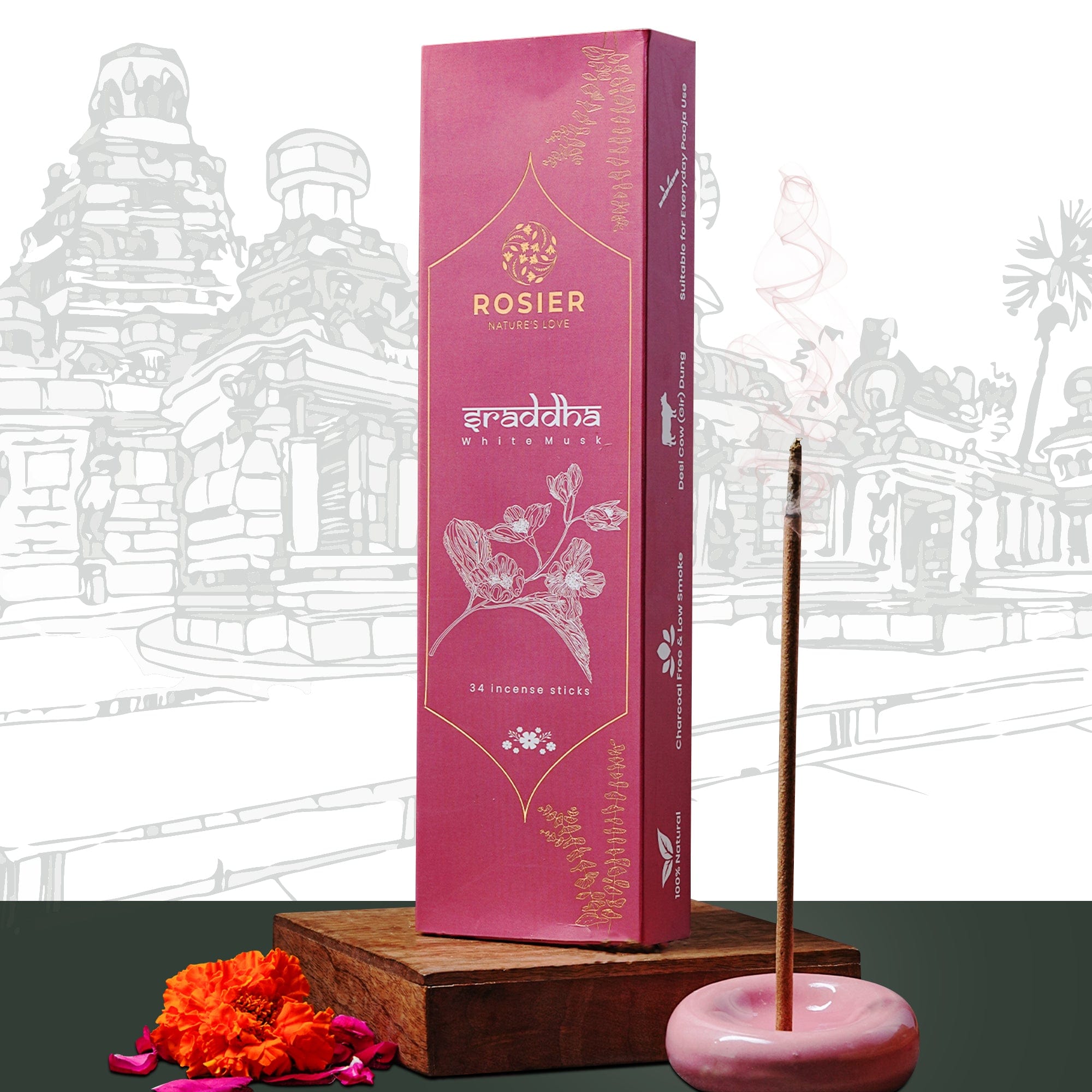 Rosier Foods Sraddha White Musk Dhoop Incense Sticks