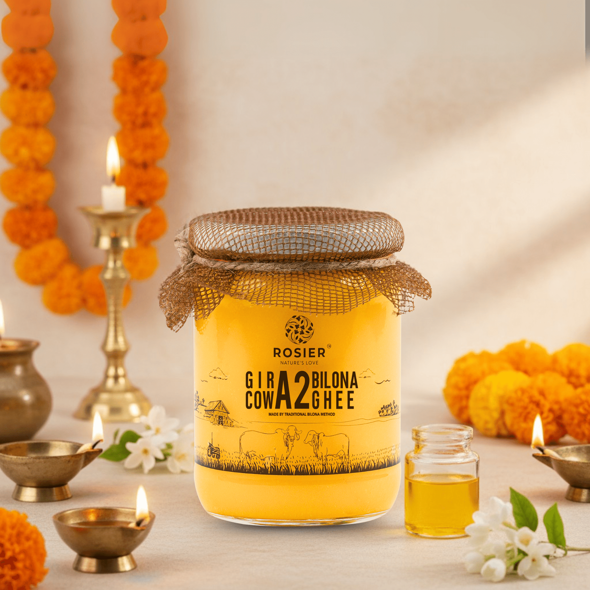 Rosier Foods Gir Cow A2 Ghee - Made From Curd 500 ML