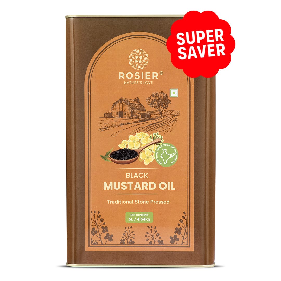 Rosier Foods Stone Pressed Black Mustard Oil 5 Ltr 5 L (Tin Pack)