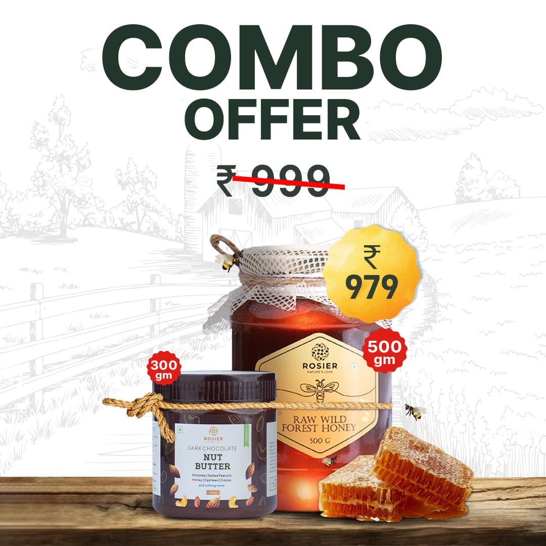 Rosier Foods Wild Forest Honey 500gm + Dark Chocolate Nut Butter 300gm 500gm + 300gm
