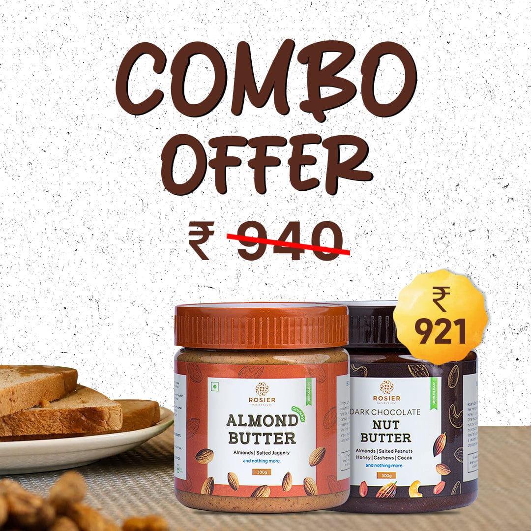 Rosier Foods Almond Butter Crunchy & Nut Butter Dark Chocolate Combo 300g+300g
