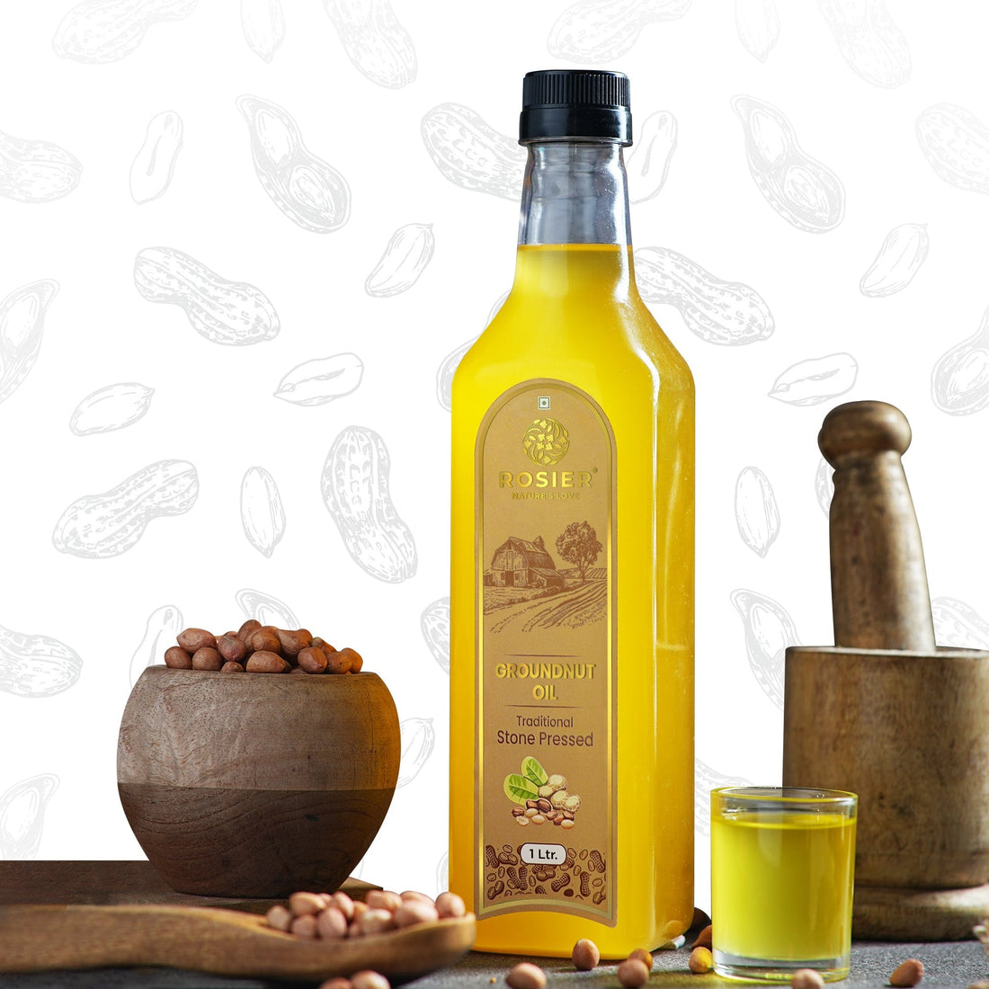 Rosier Foods Stone Pressed Groundnut Oil 1000 ML (PET Bottle)