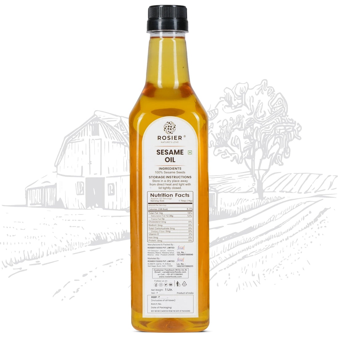 Rosier Foods Stone Pressed Sesame Oil 1000 ML (PET Bottle)