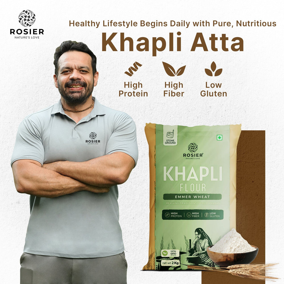 Rosier Foods Khapli (Emmer) Wheat Atta