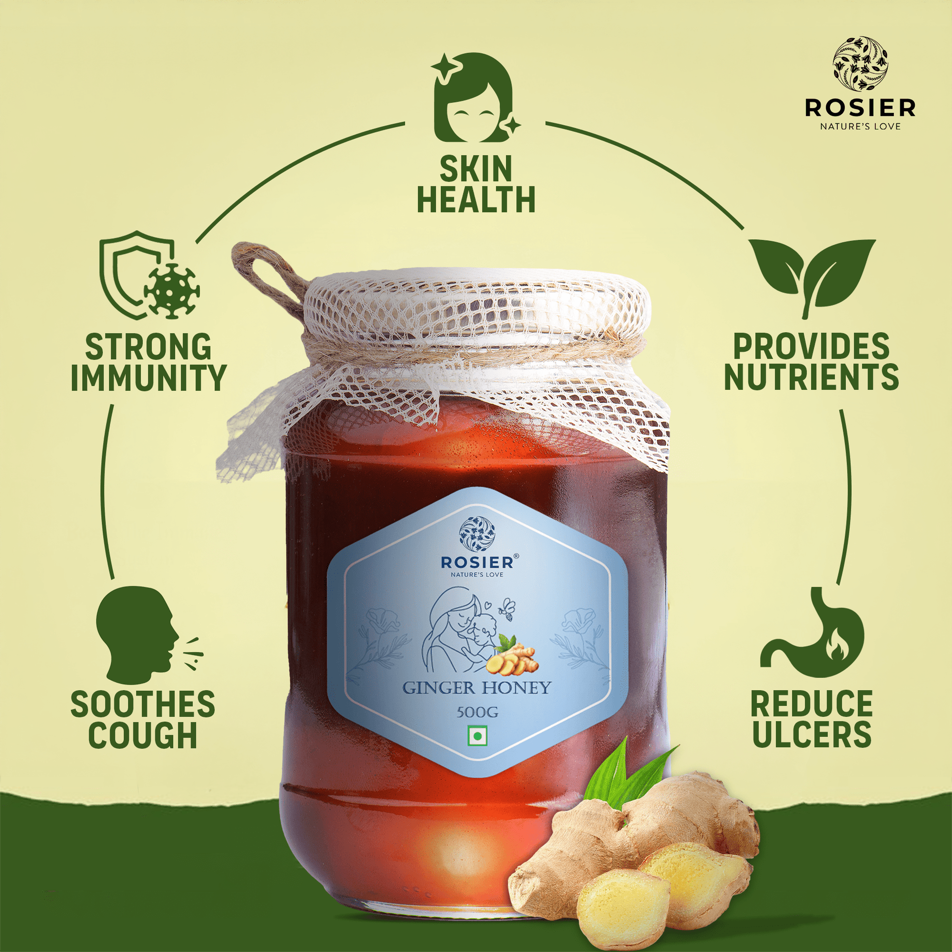 Rosier Foods Ginger Honey - 500g 500g