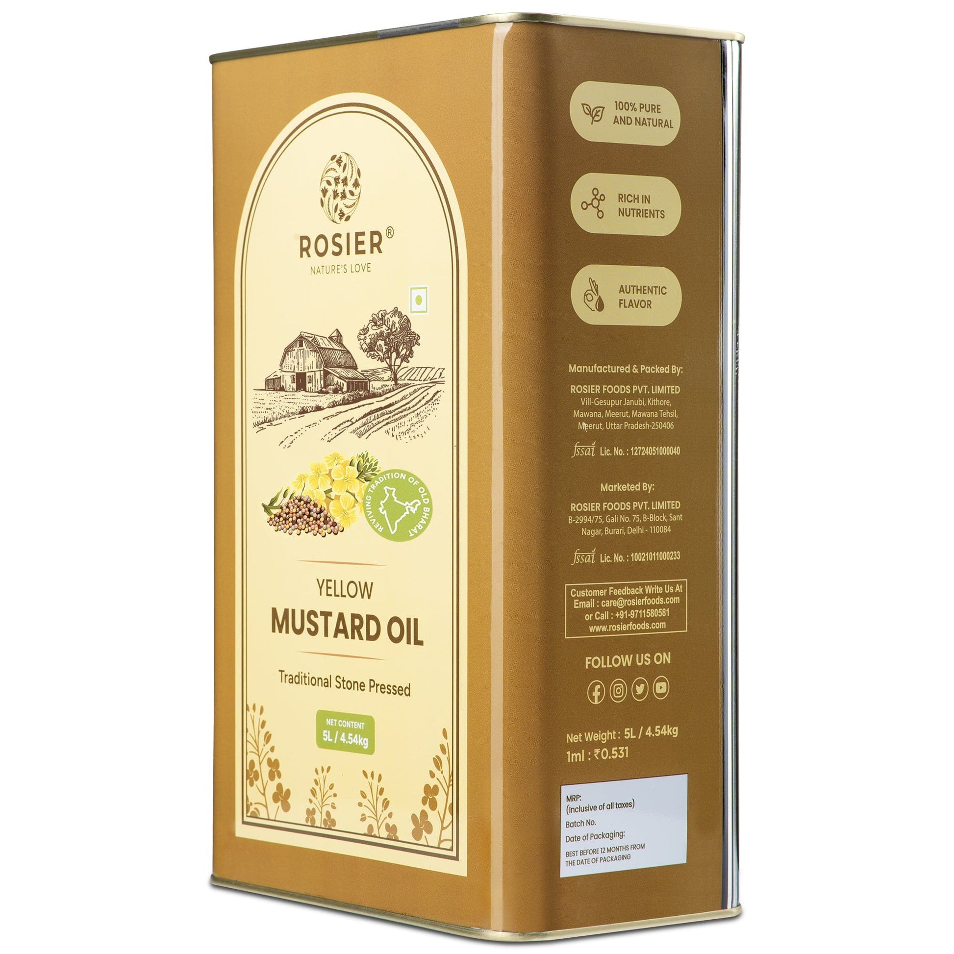 Rosier Foods Stone Pressed Yellow Mustard Oil