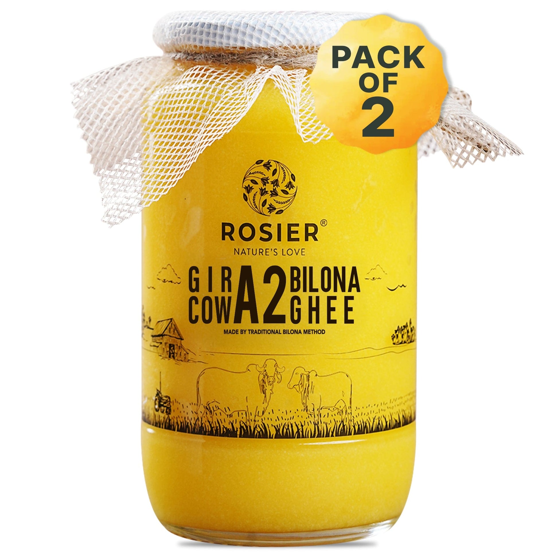 Rosier Foods Gir Cow A2 ghee - Made From Curd (2 Ltr) 2 Ltr