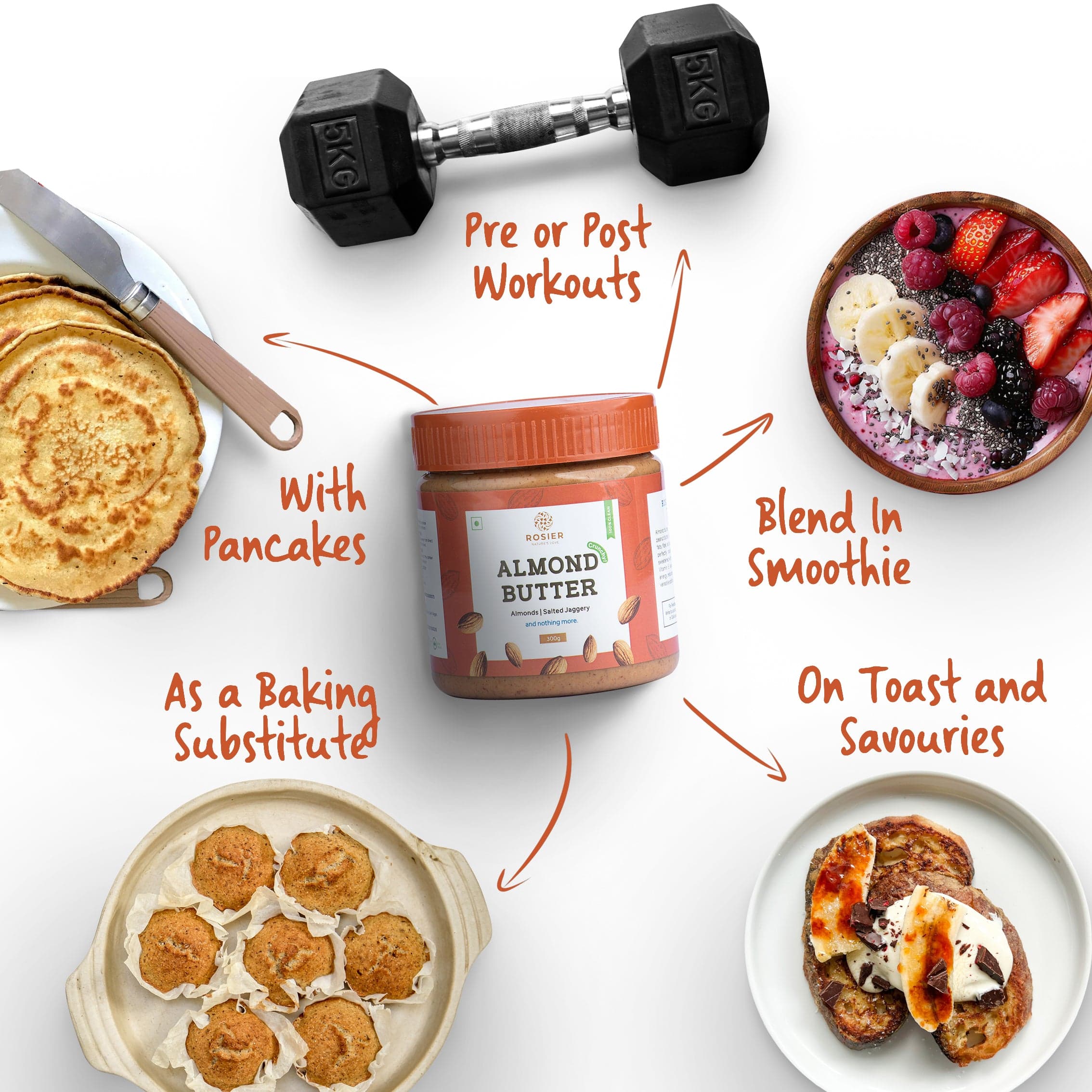 Rosier Foods Almond Butter Crunchy 300g