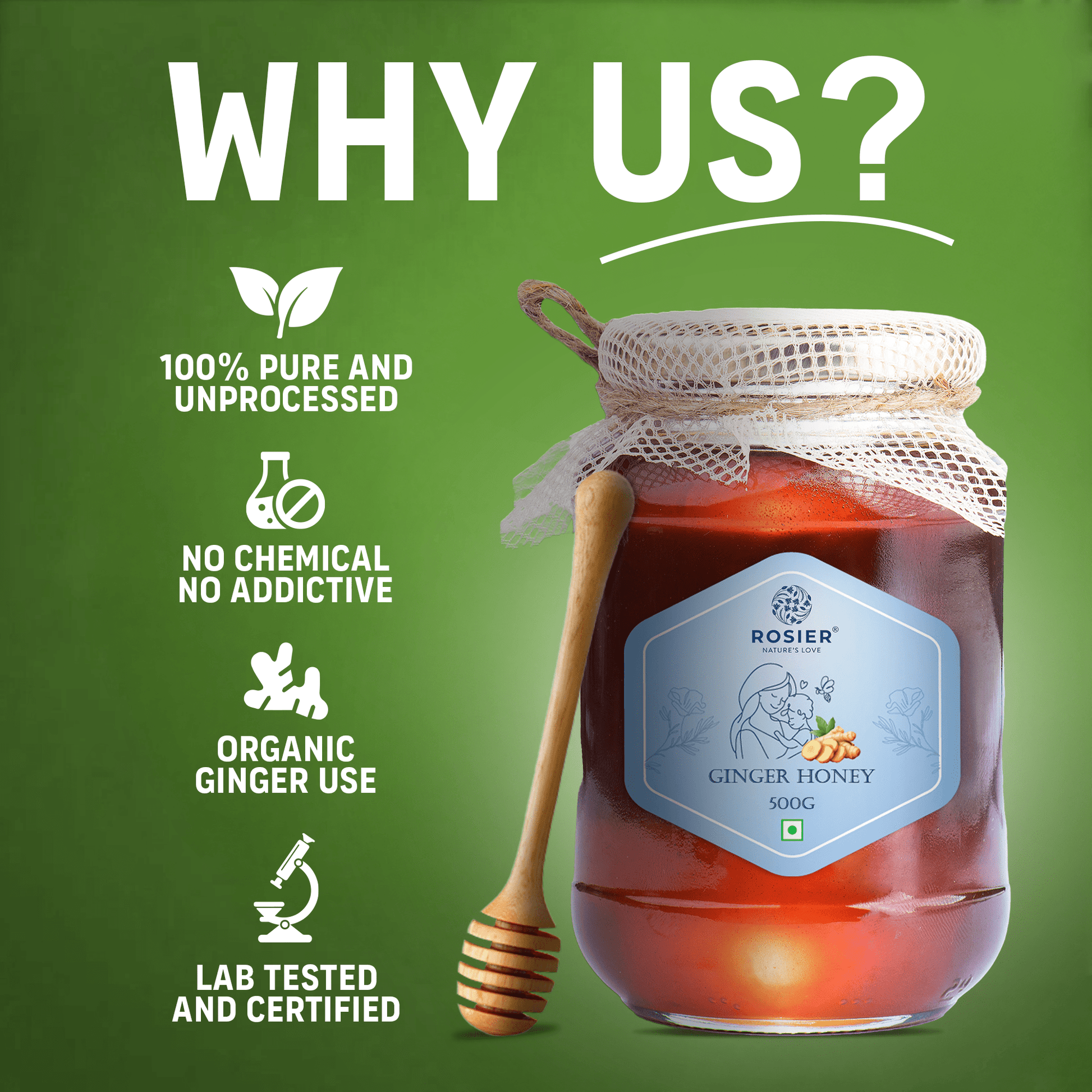 Rosier Foods Ginger Honey - 500g 500g