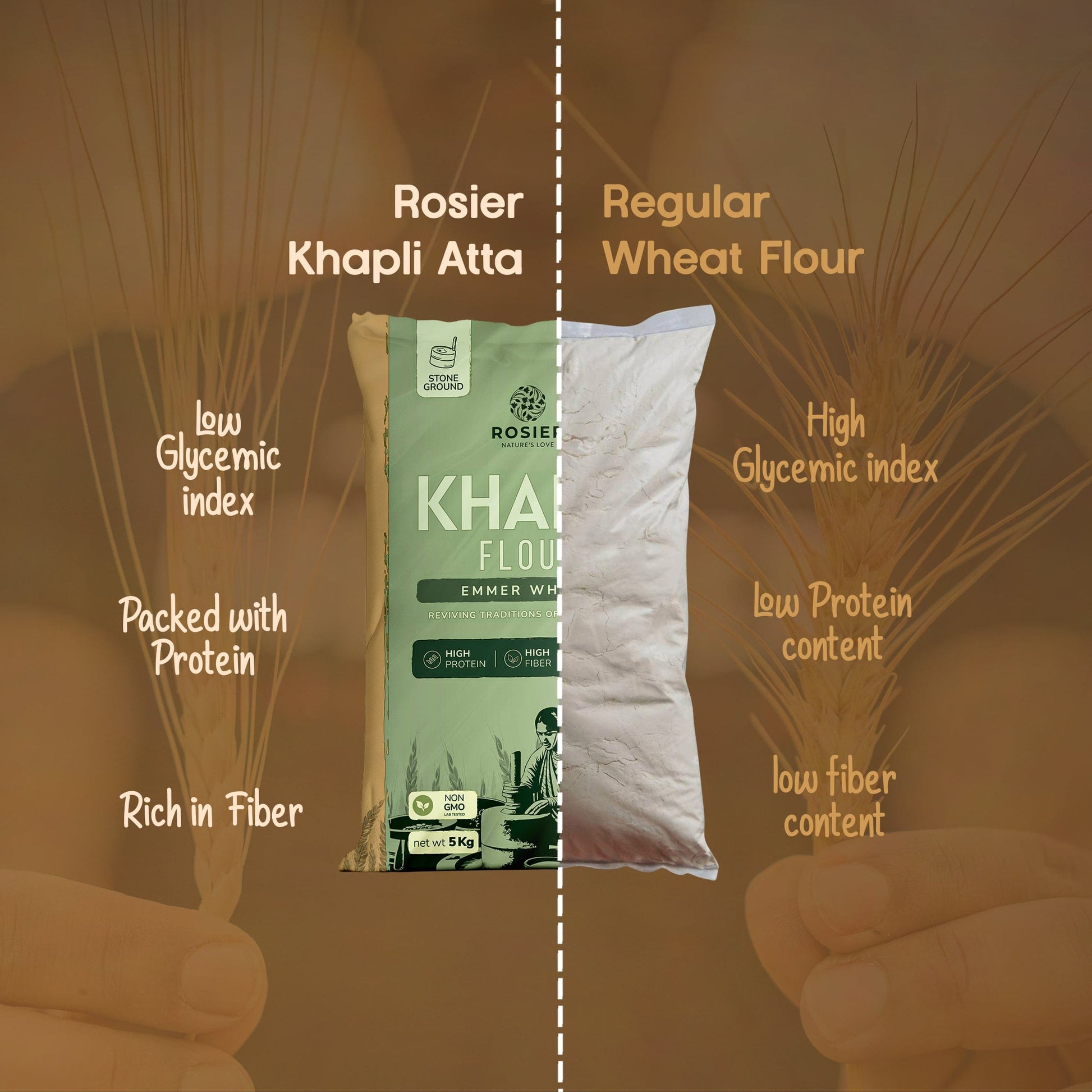 Rosier Foods Khapli (Emmer) Wheat Atta