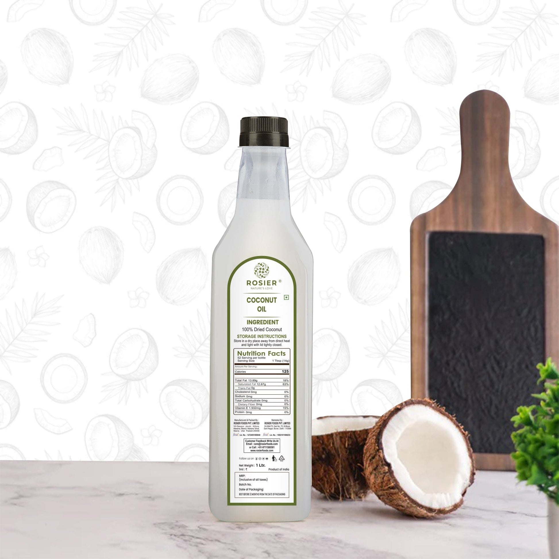 Rosier Foods Stone Pressed Virgin Coconut Oil 1000 ML (PET BOTTLE)