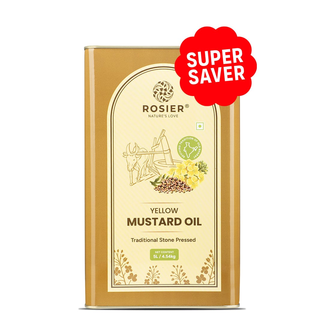 Rosier Foods Stone Pressed Yellow Mustard Oil 5 Ltr 5 L (Tin Pack)