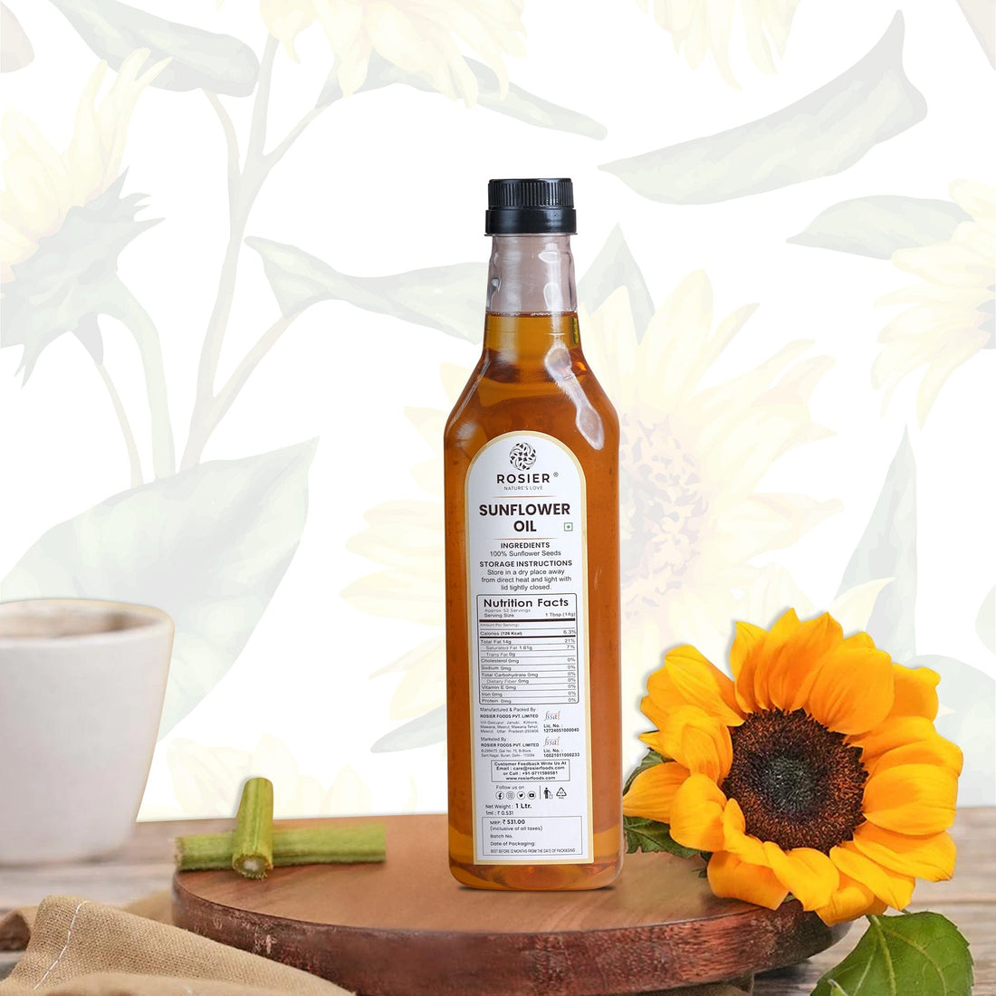 Rosier Foods Stone Pressed Sunflower Oil 1000 ML (PET Bottle)