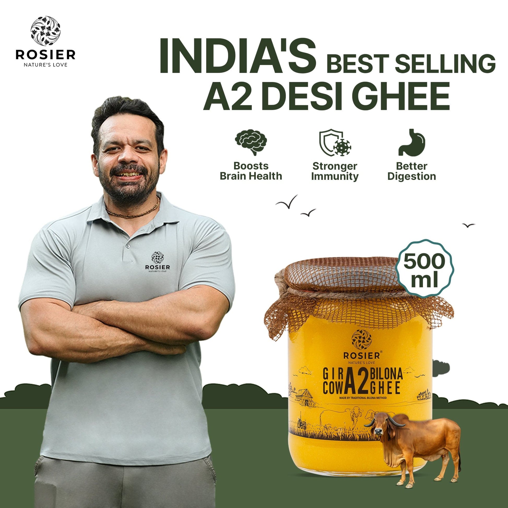 Rosier Foods Gir Cow A2 Ghee - Made From Curd