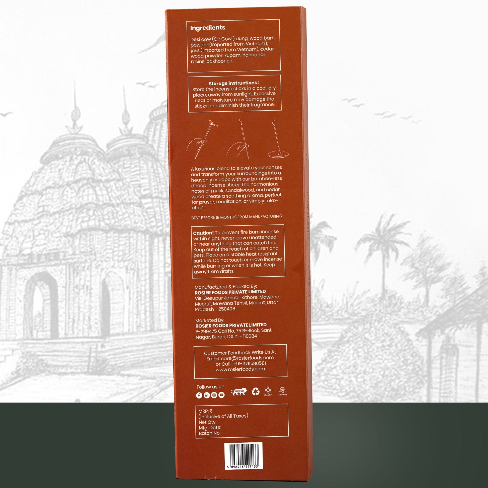 Rosier Foods Dharana Haldi Chandan Dhoop Incense Sticks