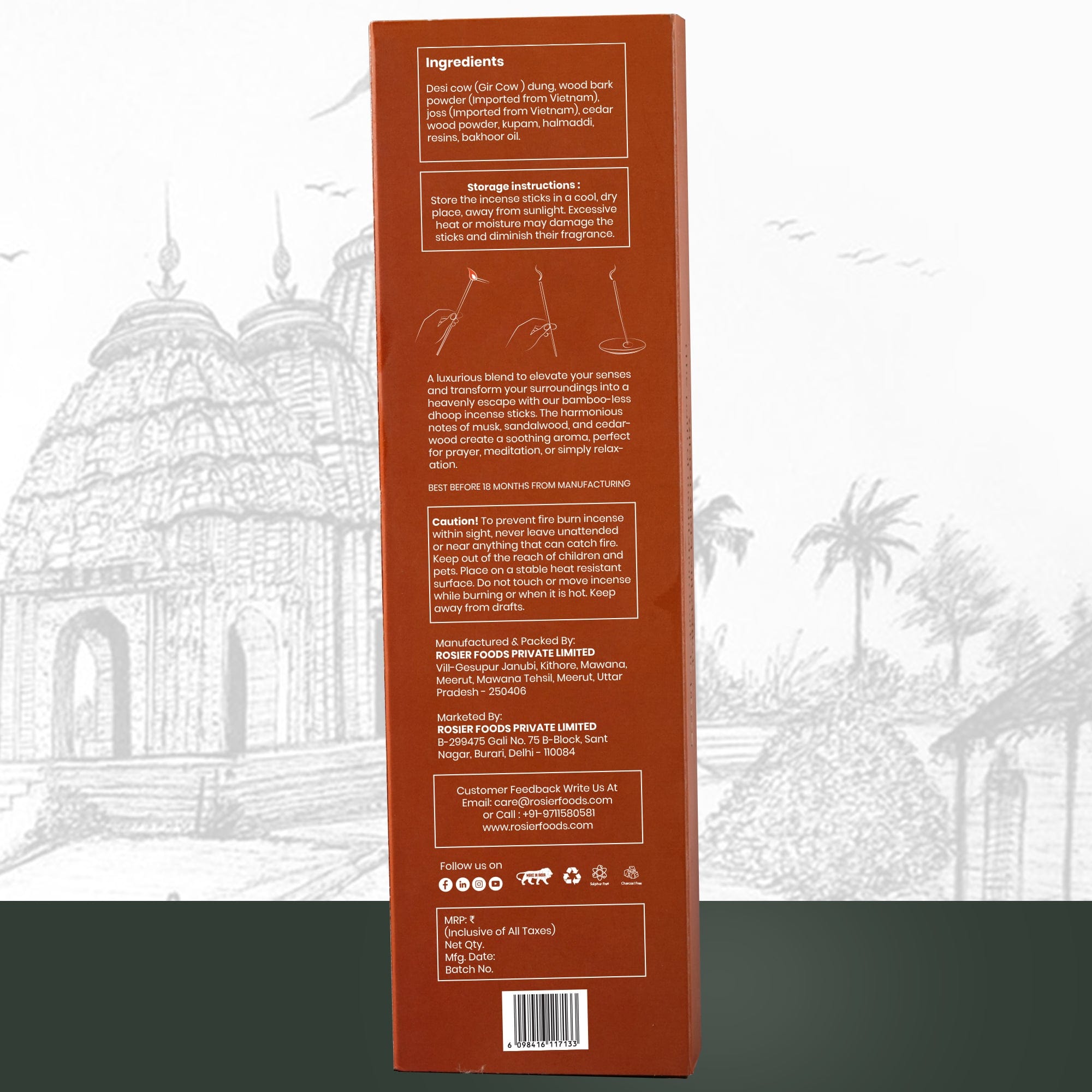 Rosier Foods Dharana Haldi Chandan Dhoop Incense Sticks
