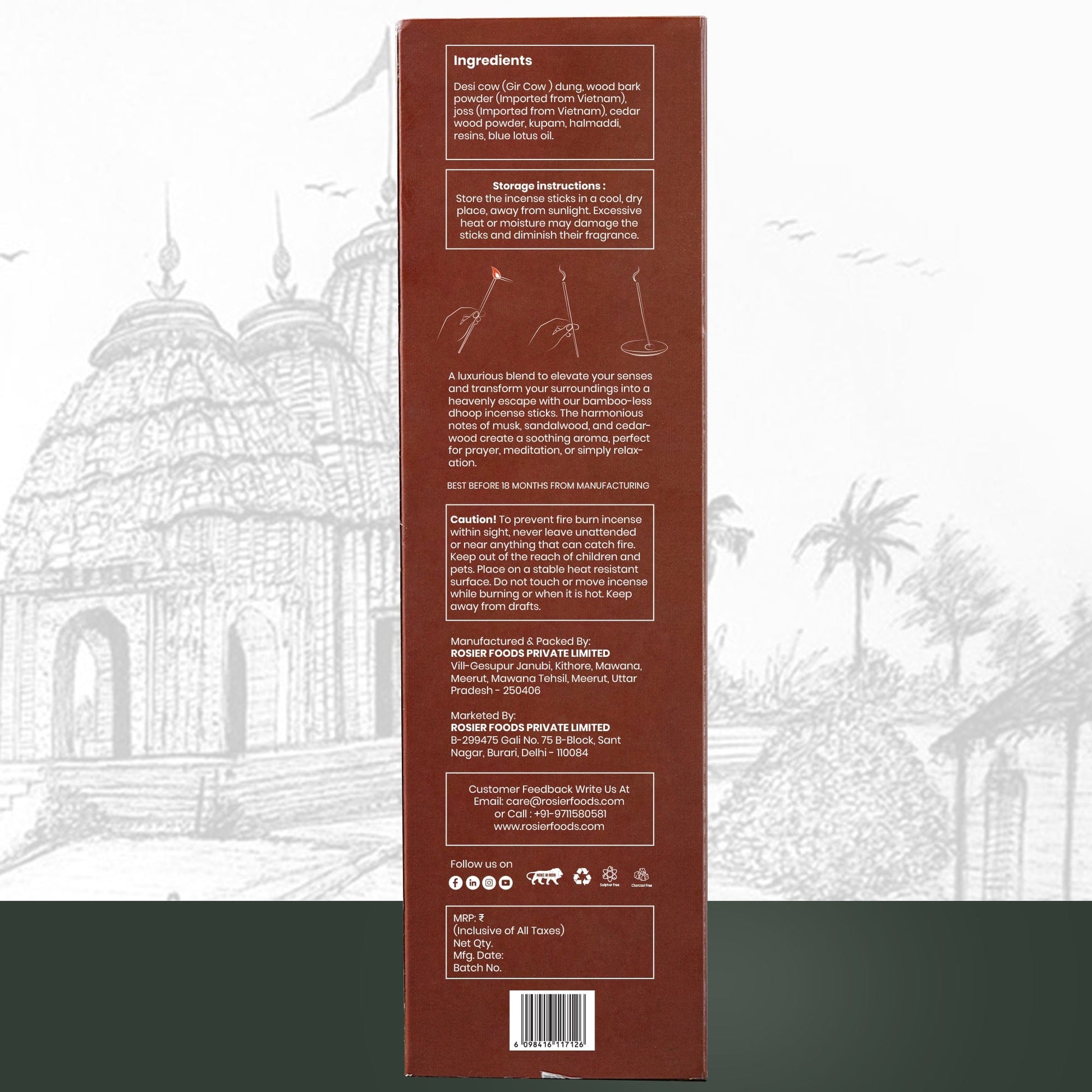 Rosier Foods Prajna Blue Lotus Dhoop Incense Sticks
