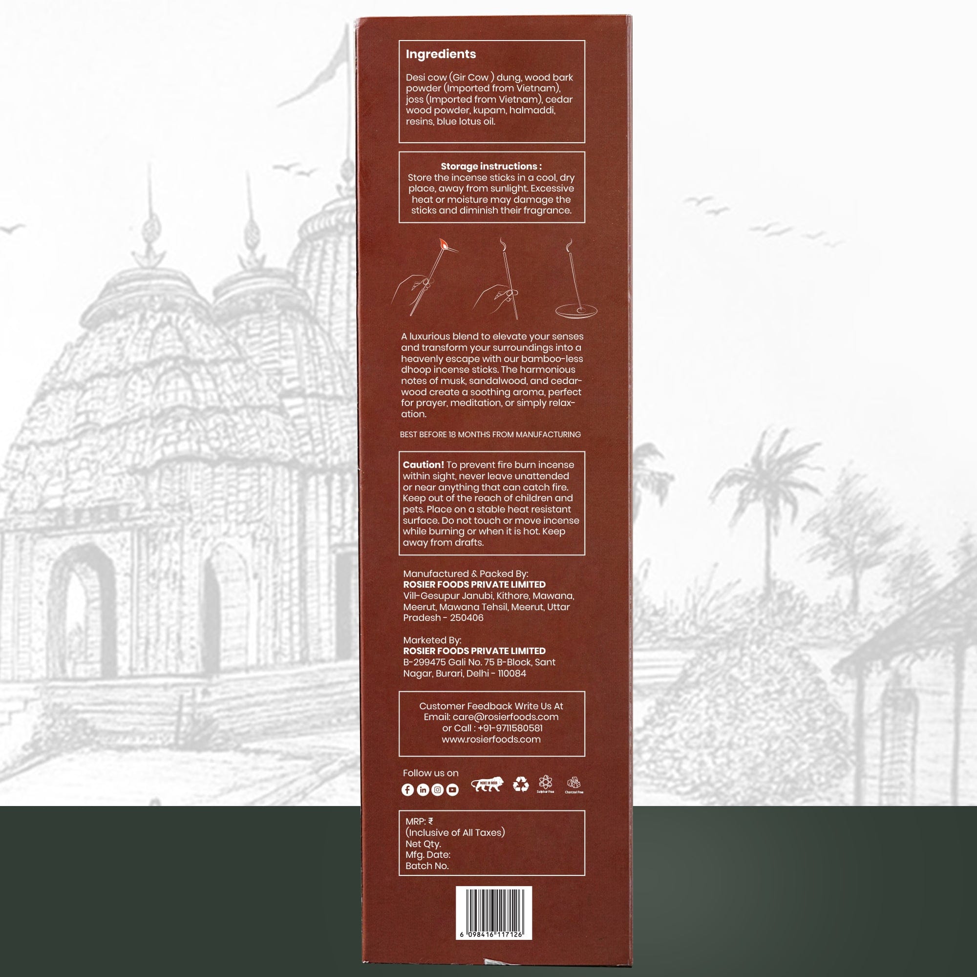 Rosier Foods Prajna Blue Lotus Dhoop Incense Sticks