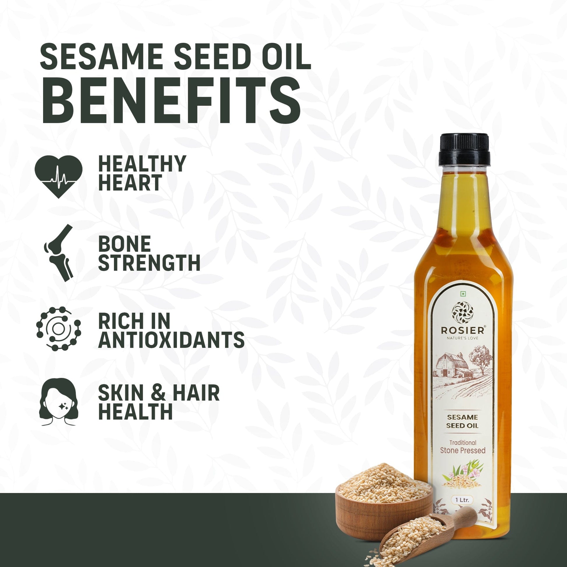 Rosier Foods Stone Pressed Sesame Oil 1000 ML (PET Bottle)