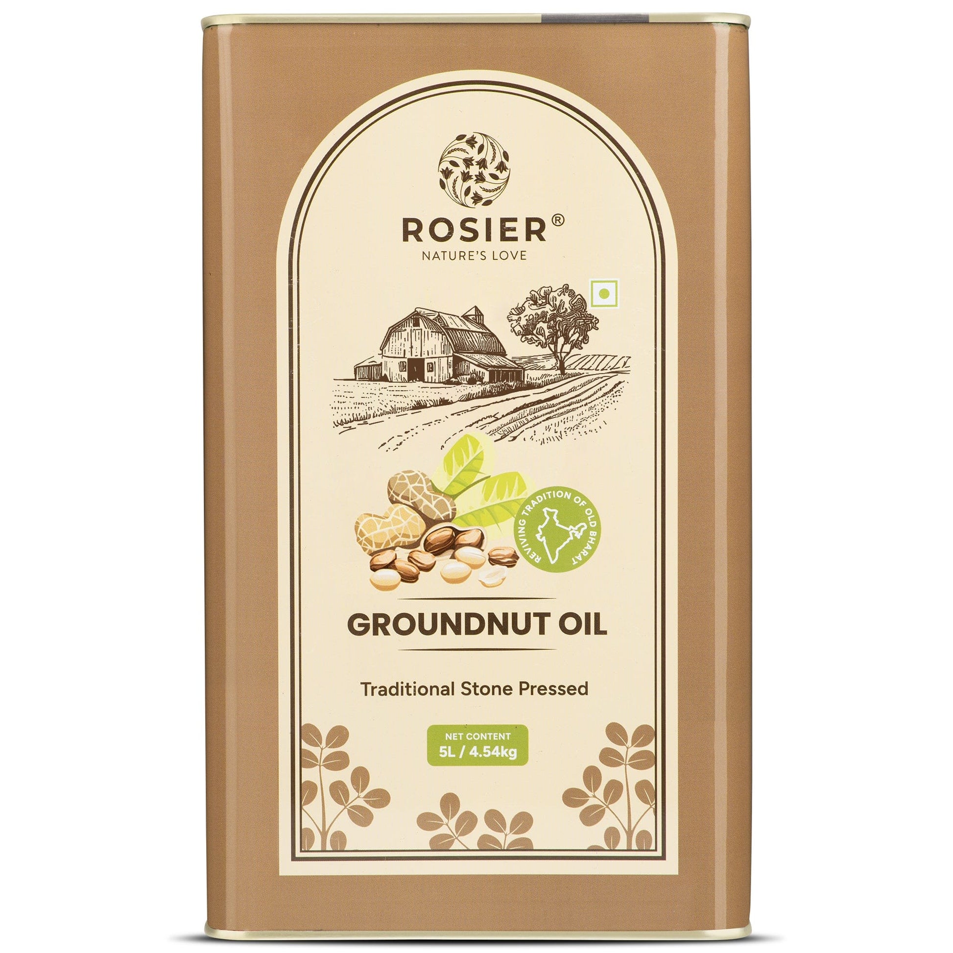 Rosier Foods Stone Pressed Groundnut Oil 5 Ltr 5 L (Tin Pack)