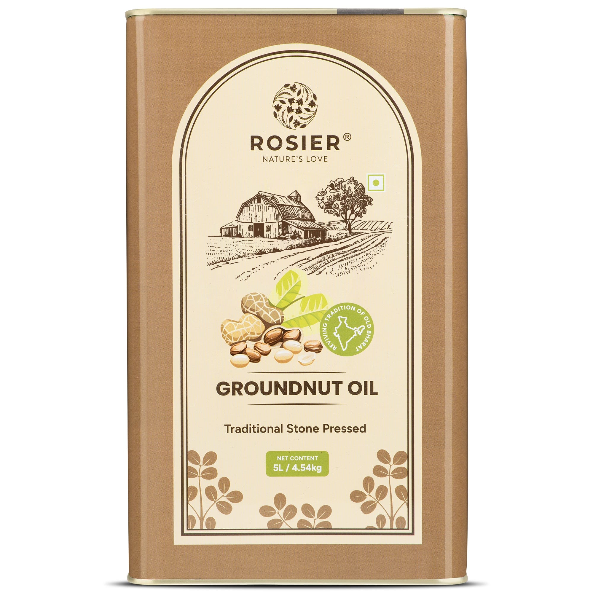 Rosier Foods Stone Pressed Groundnut Oil 5 Ltr 5 L (Tin Pack)
