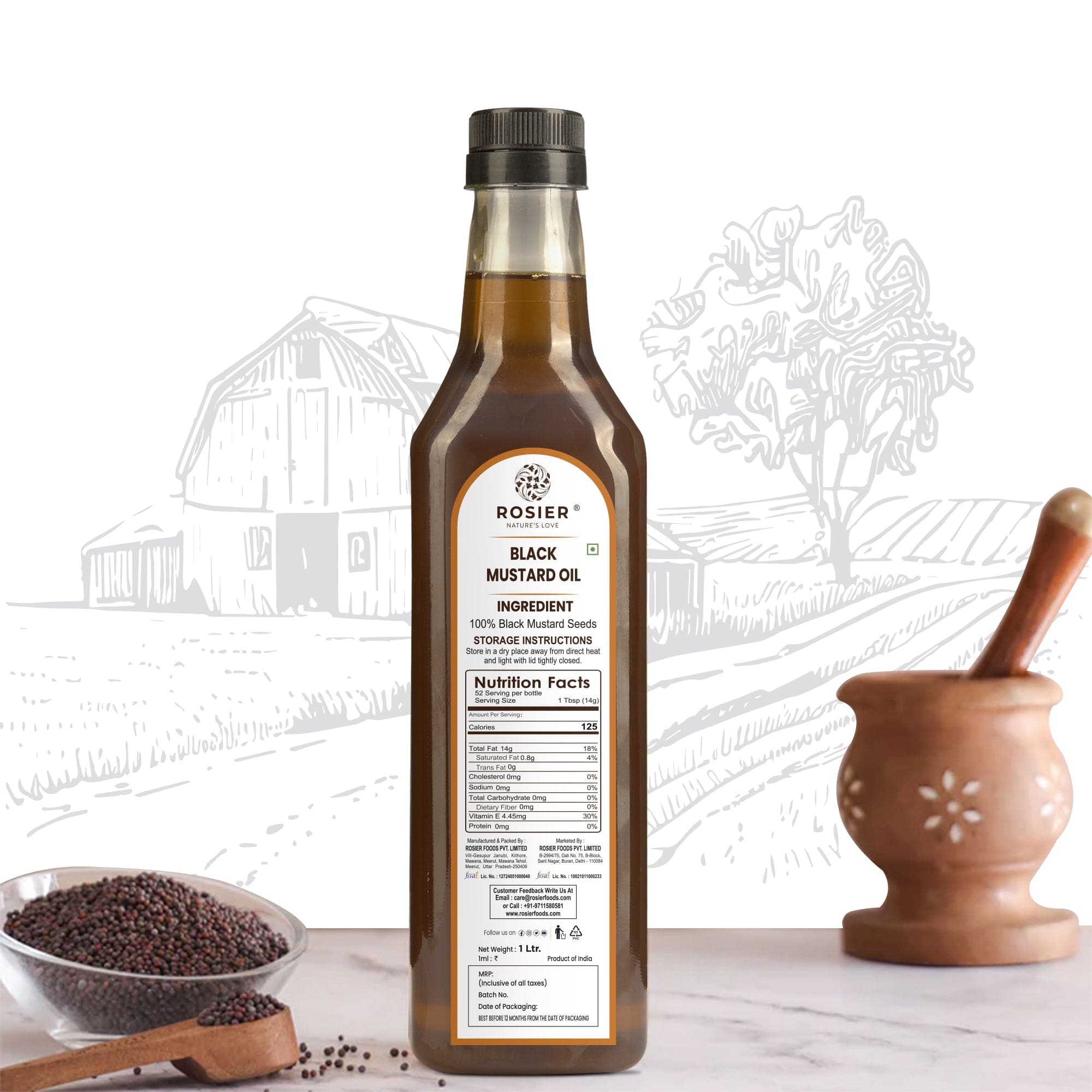 Rosier Foods Stone Pressed Black Mustard Oil