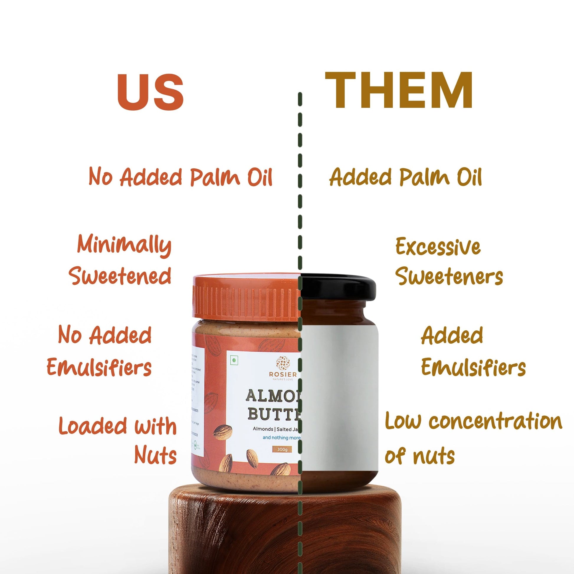 Rosier Foods Almond Butter Crunchy 300g