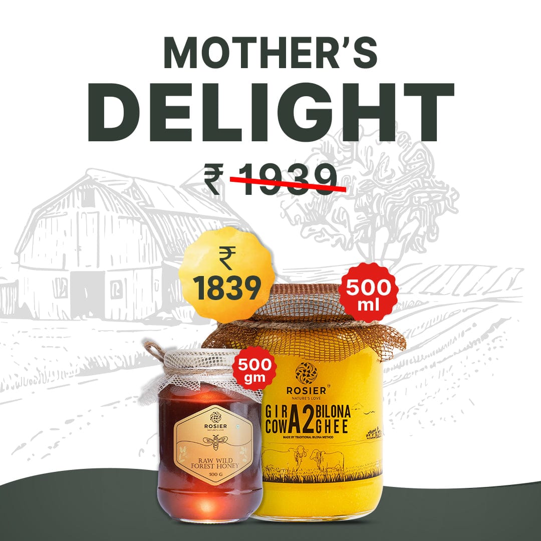 Rosier Foods Mother's Pure Delight 500ml Ghee + 500gms Honey