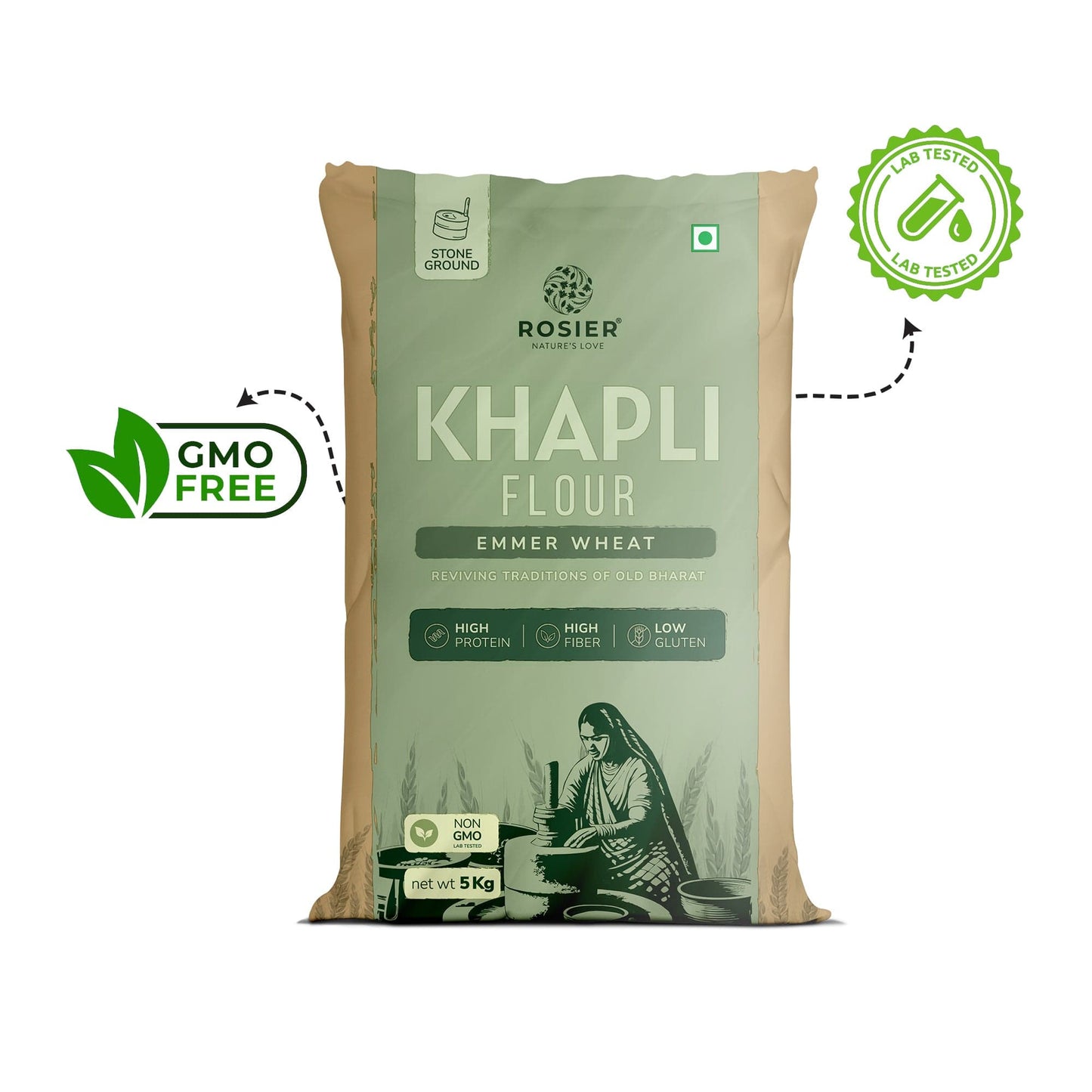 Rosier Foods Khapli (Emmer) Wheat Atta