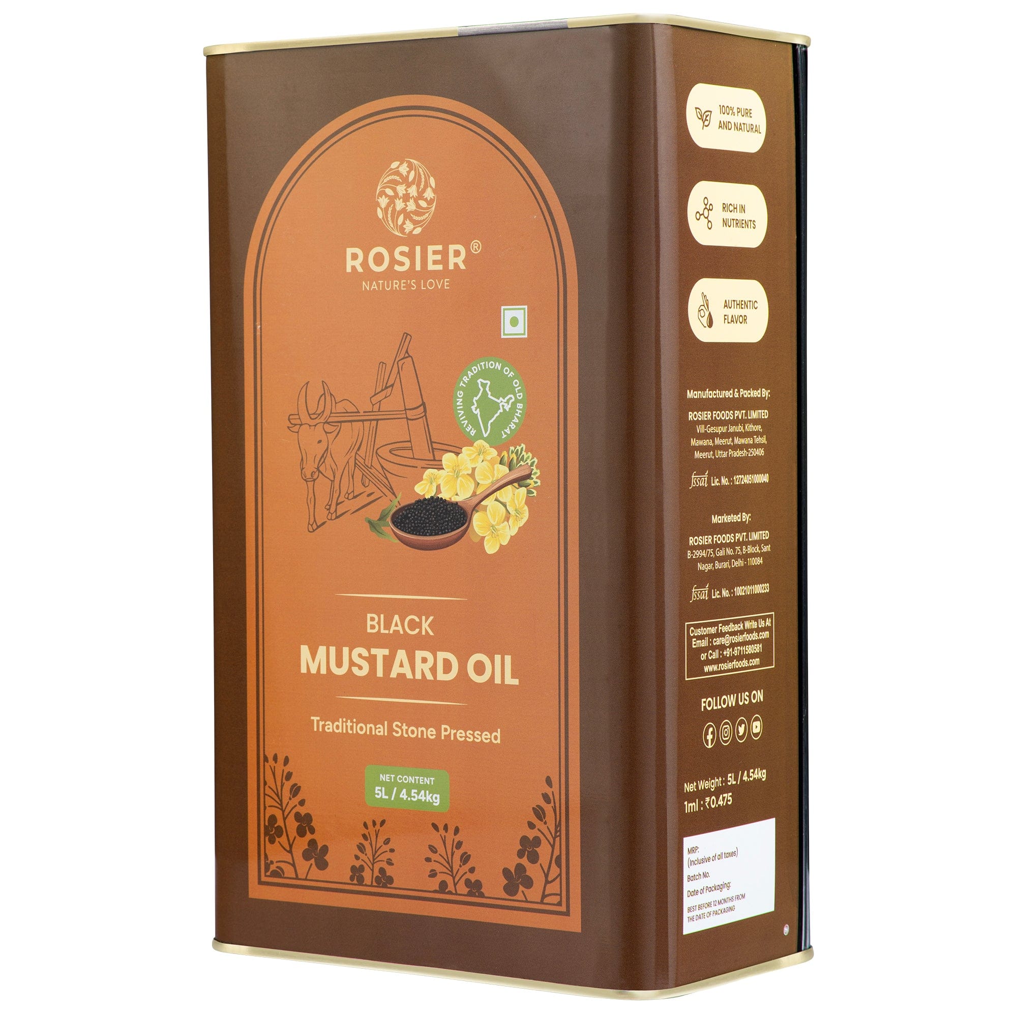 Rosier Foods Stone Pressed Black Mustard Oil