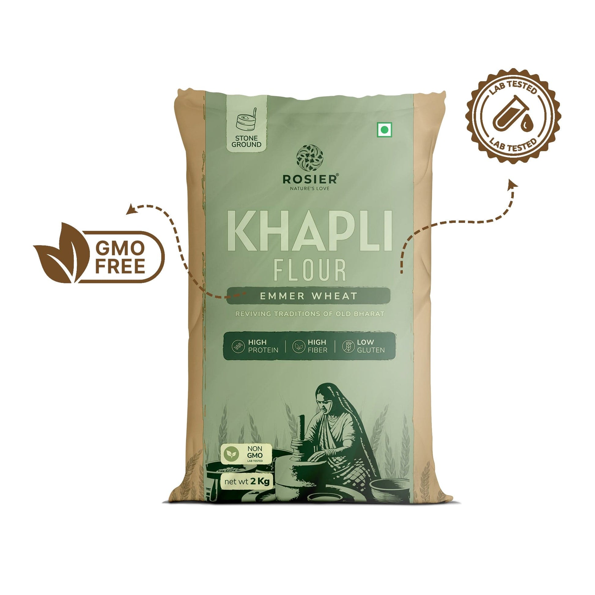 Rosier Foods Khapli (Emmer) Wheat Atta