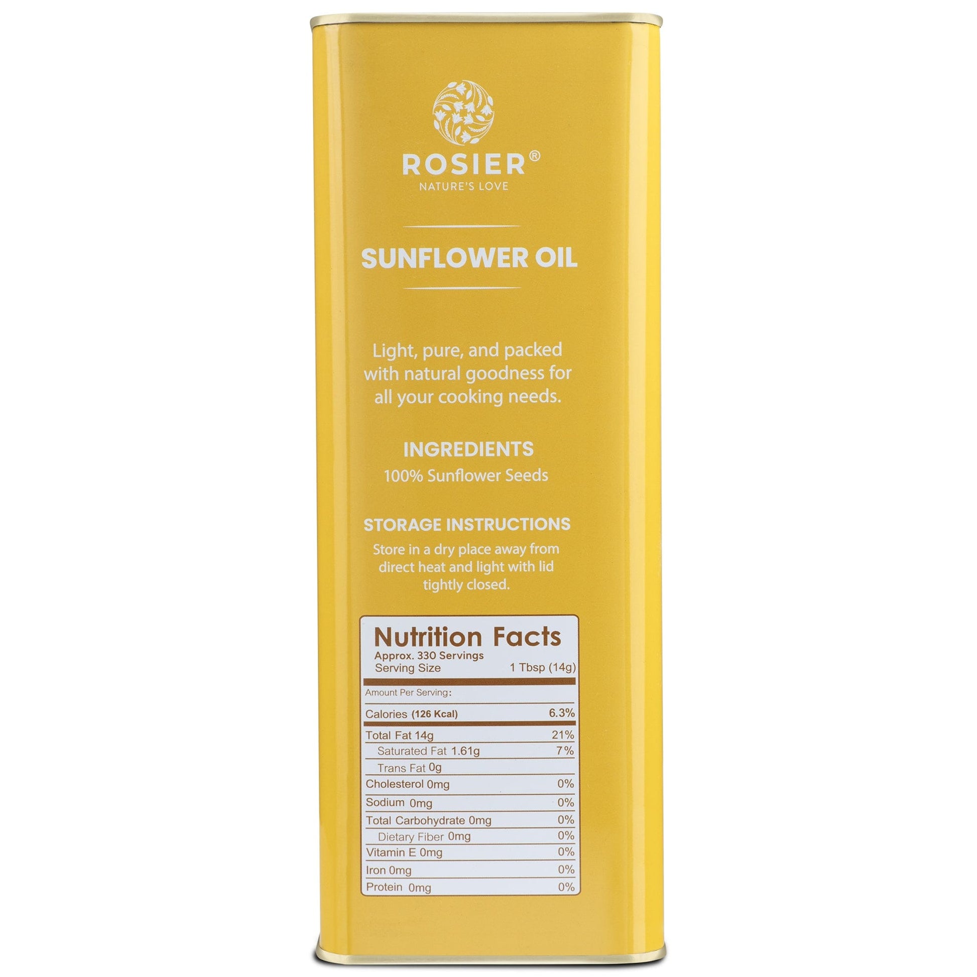 Rosier Foods Stone Pressed Sunflower Oil 5 Ltr 5 L (Tin Pack)