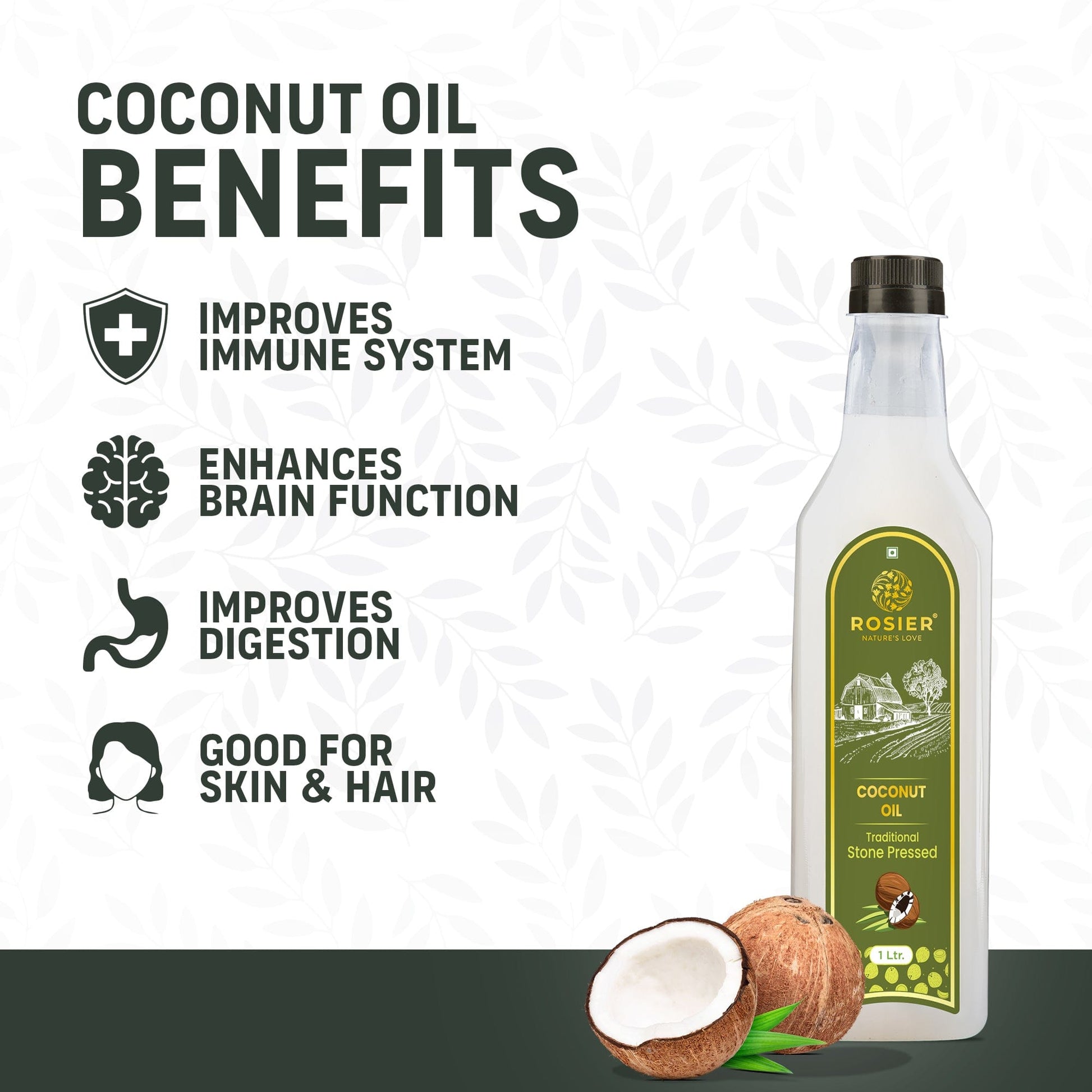 Rosier Foods Stone Pressed Virgin Coconut Oil 1000 ML (PET BOTTLE)