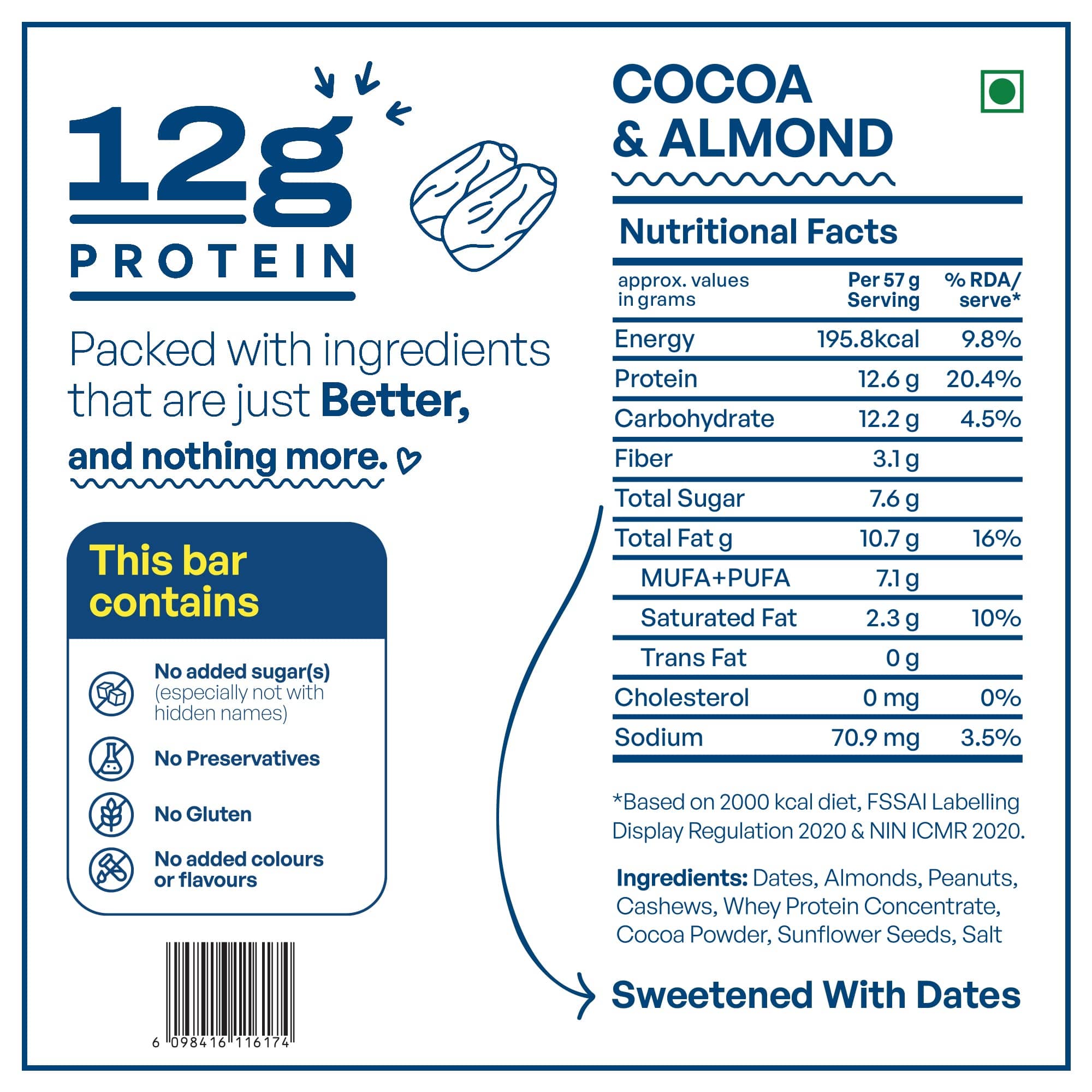 Rosier Foods Better Bars Cocoa & Almond