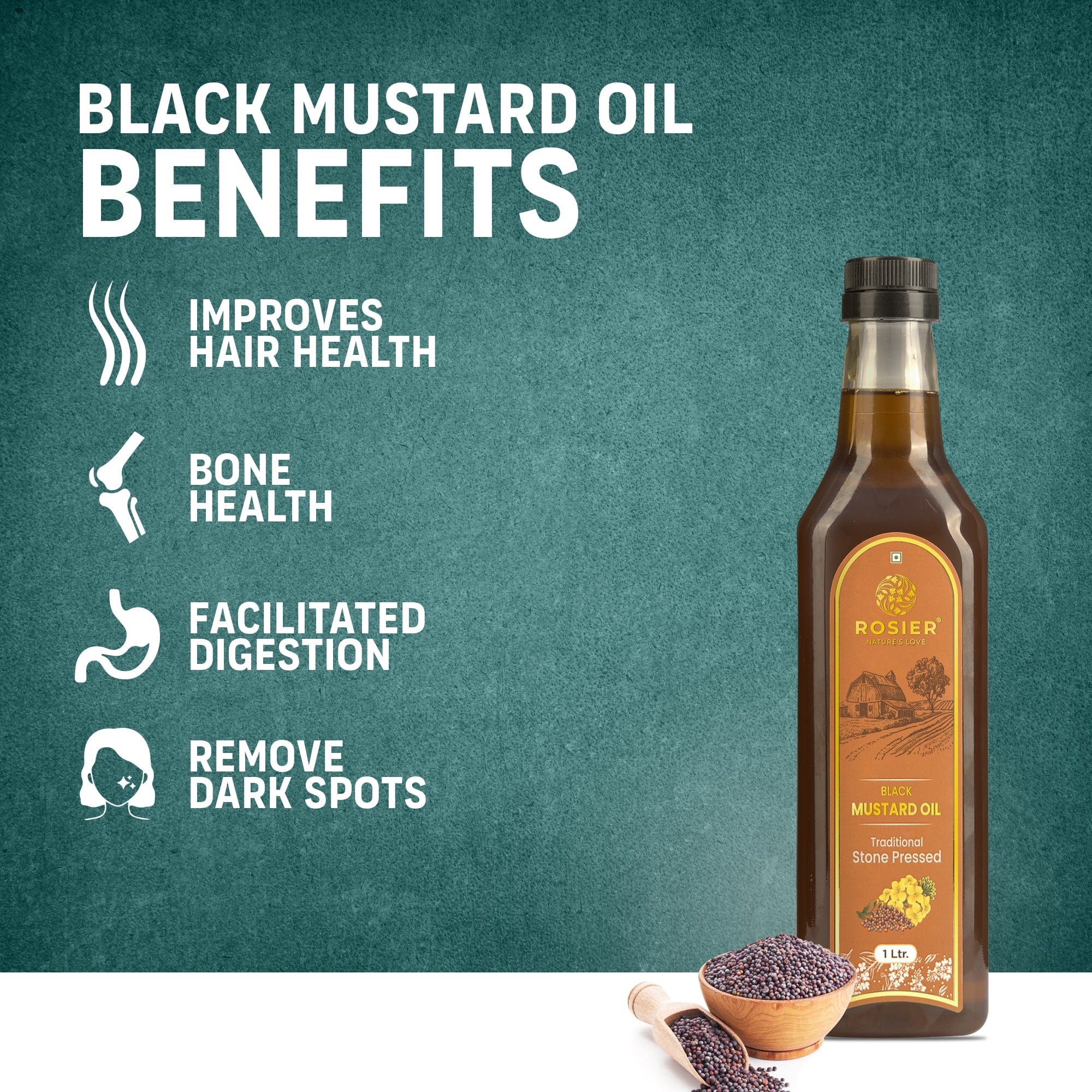 Rosier Foods Stone Pressed Black Mustard Oil
