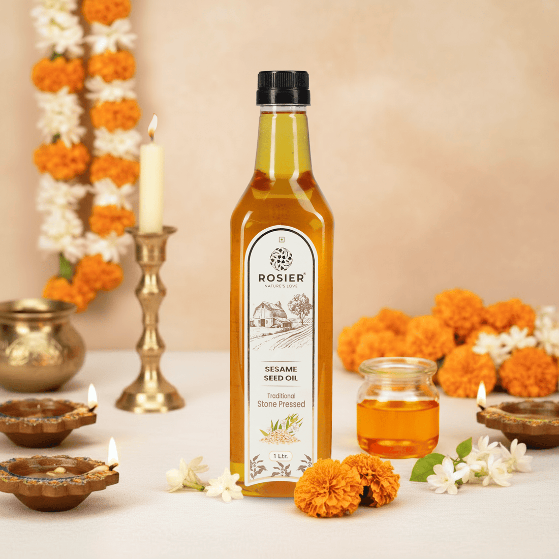 Rosier Foods Stone Pressed Sesame Oil 1000 ML (PET Bottle)