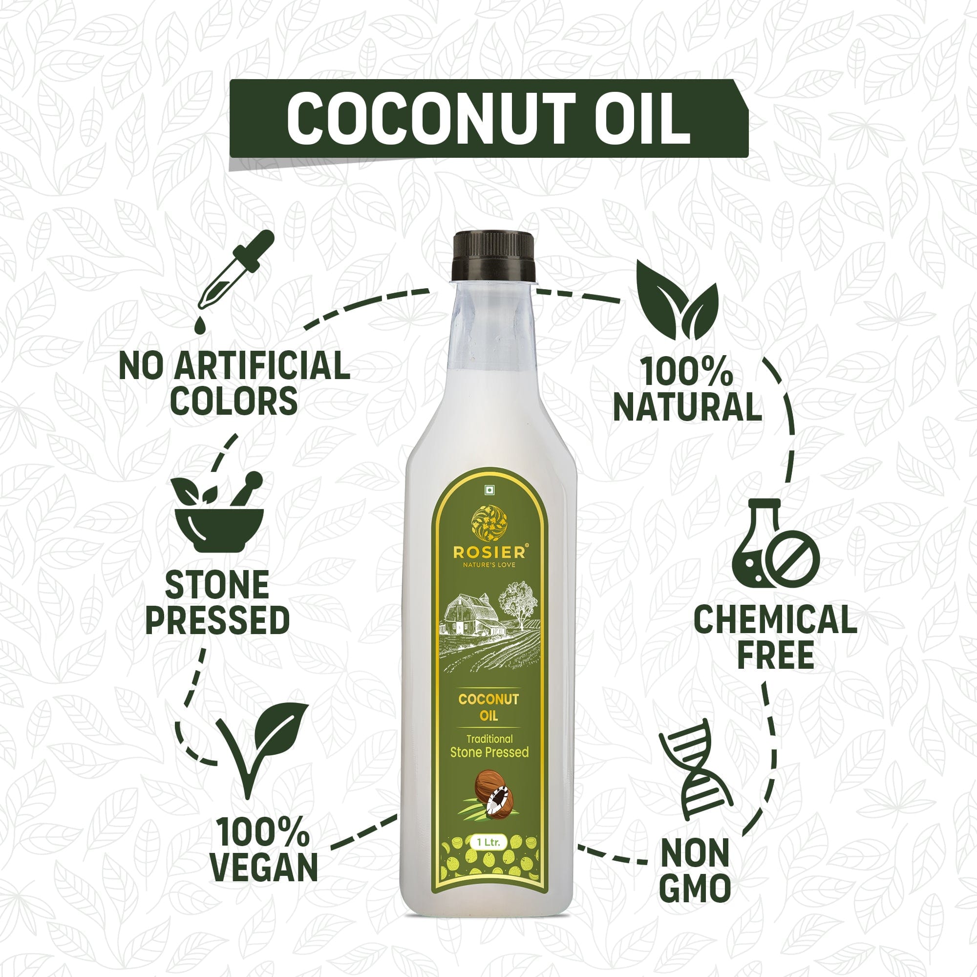 Rosier Foods Stone Pressed Virgin Coconut Oil 1000 ML (PET BOTTLE)